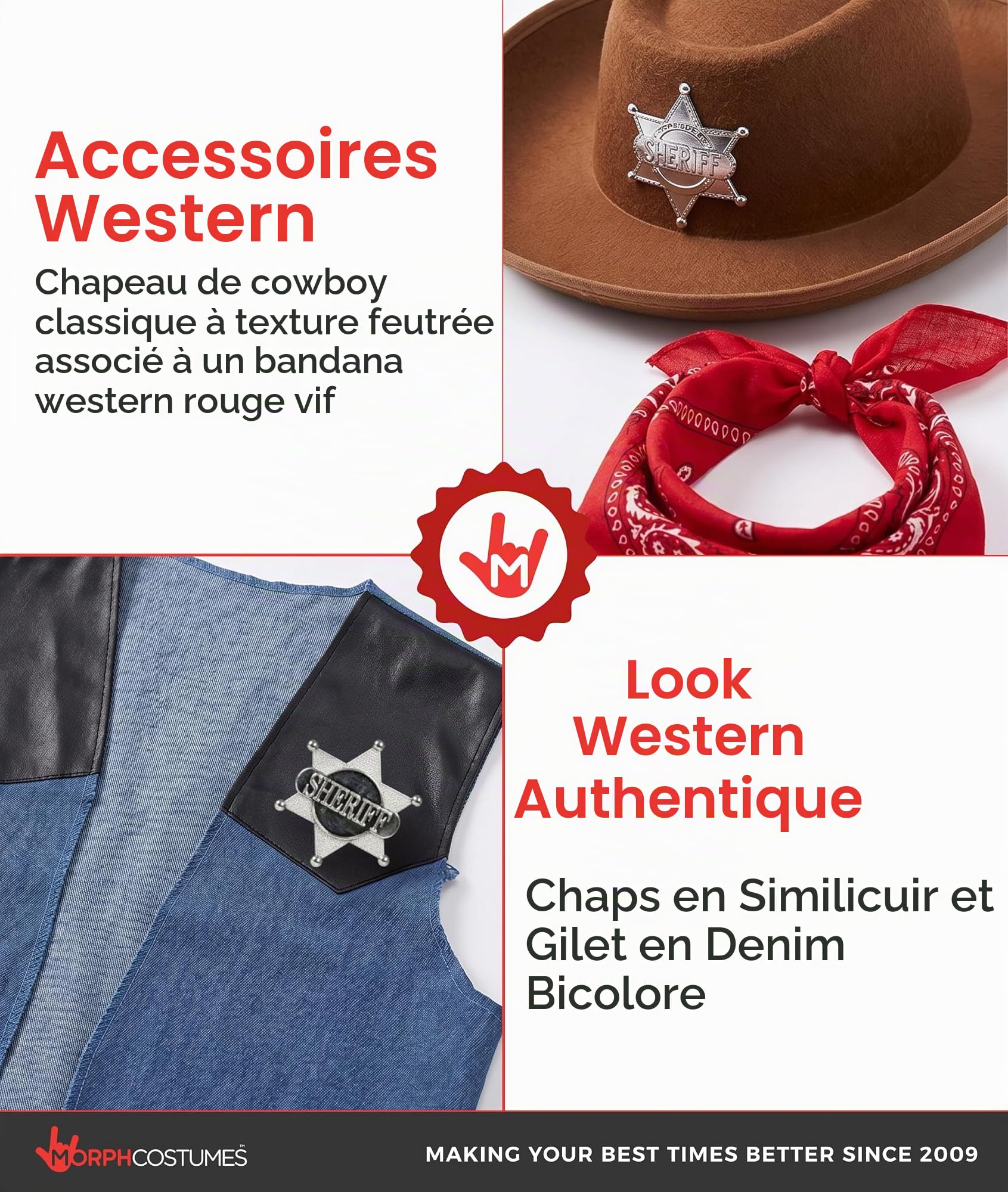 Morph Deguisement Cowboy Garcon, Costume Far West Halloween Enfant