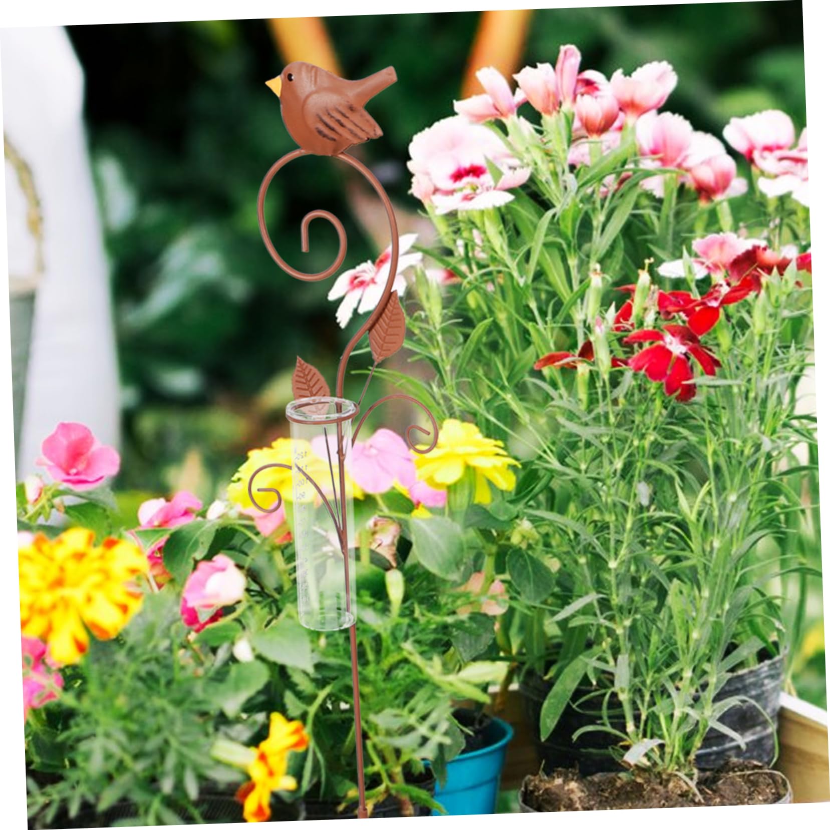 Ipetboom Pluviometro per Esterni per Giardino Picchetto in Ferro Flamingo Strumento di Misurazione della Pioggia Preciso