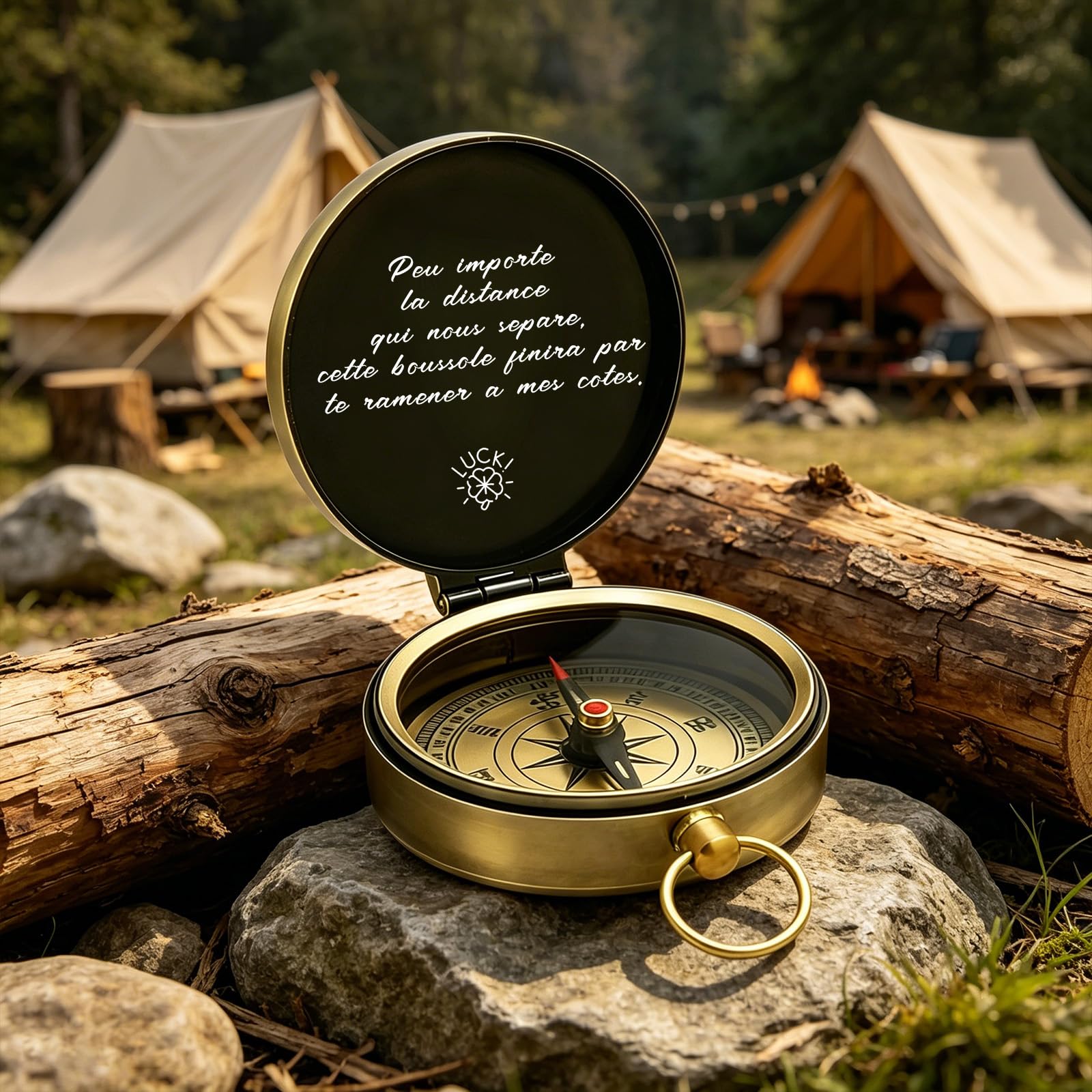 Boussole Personnalisée avec Nom Boussole de Poche Gravure Personnalisable avec Texte et Icône Cadeau Homme Femme Aventurier Ami Randonnée Mariage