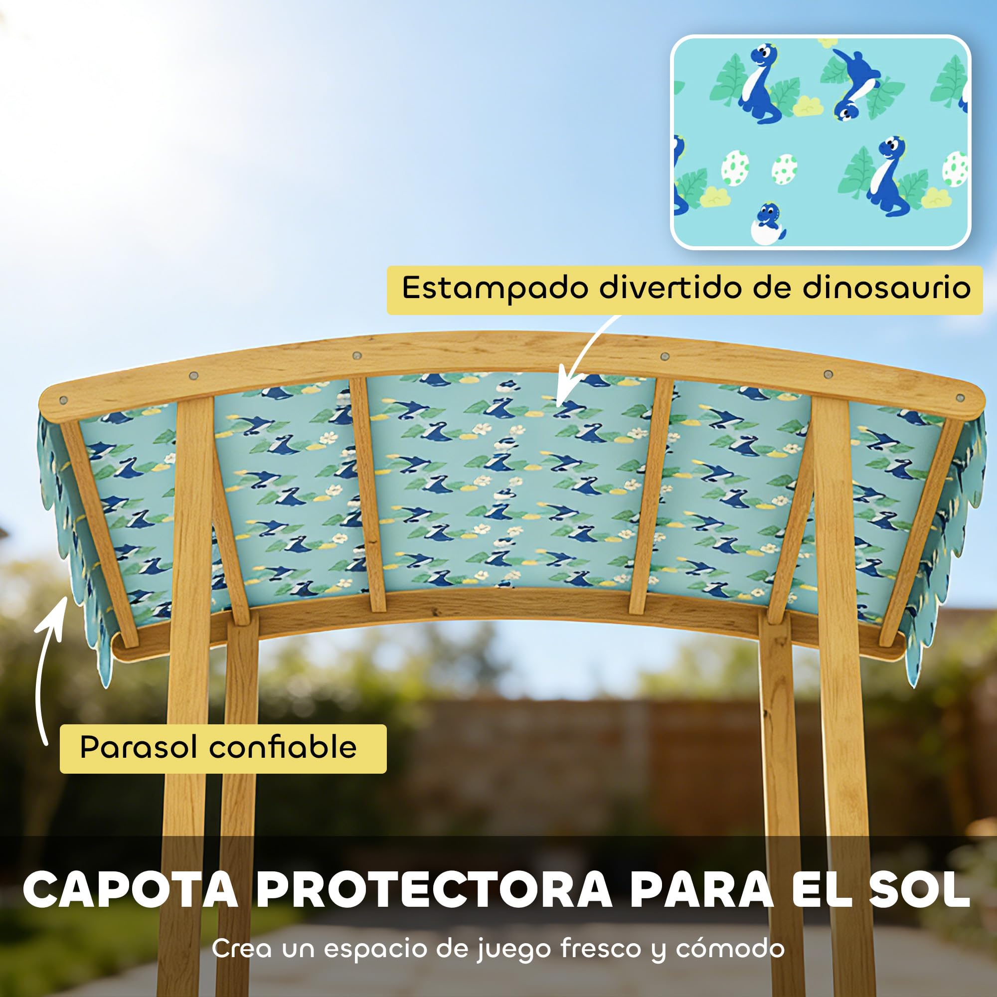 AIYAPLAY Arenero para Niños de Madera con Techo, Arenero Infantil con 3 Bancos, 2 Cajas de PP, Forro, Caja de Arena para Niños de 3-6 Años, para Patio, Jardín, Balcón, 128x118x121 cm, Azul