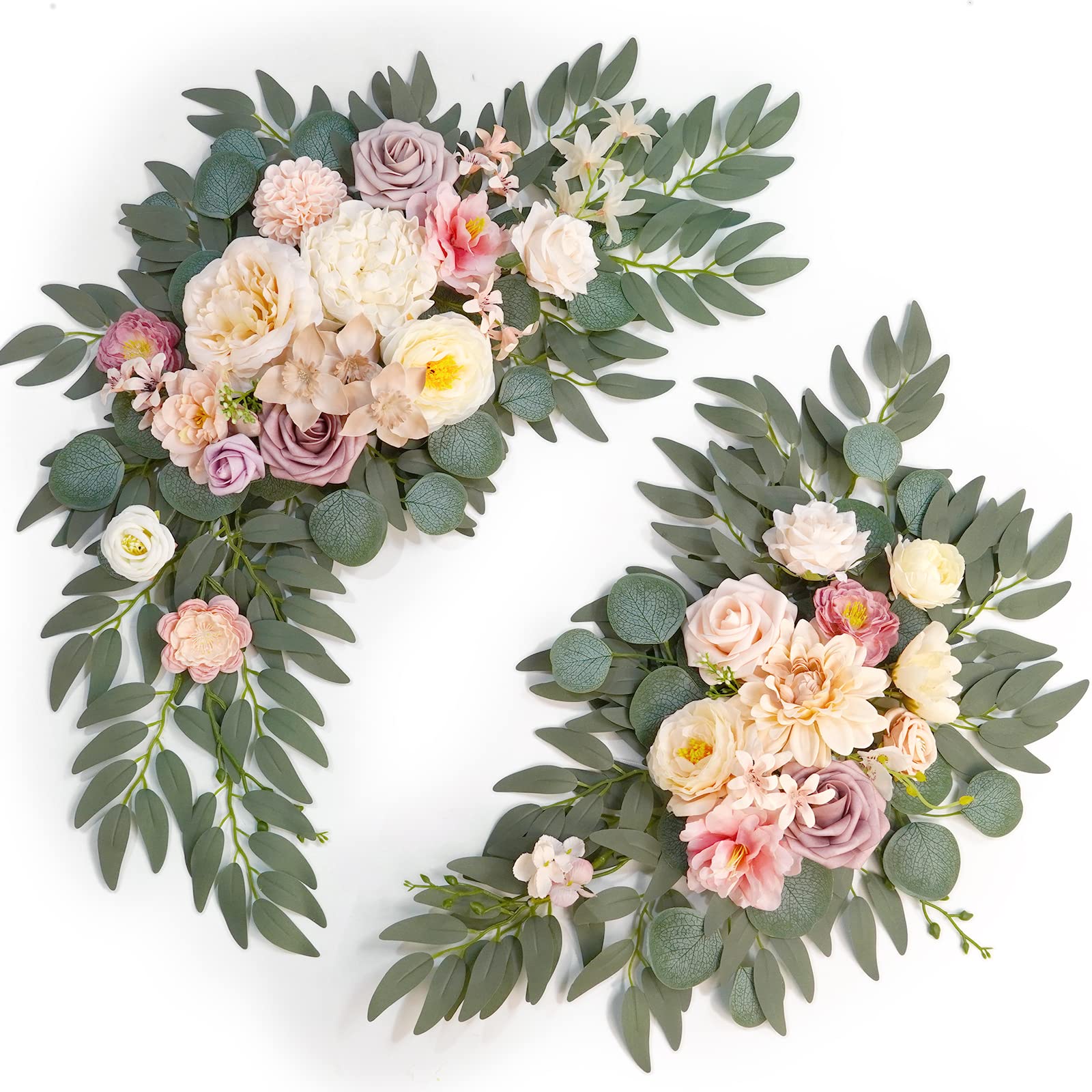 BMQDSM Artificial Wedding Arch Flowers Kit(Pack of 2) for Wedding Decor Ceremony and Reception Backdrop Decoration (Champagne)