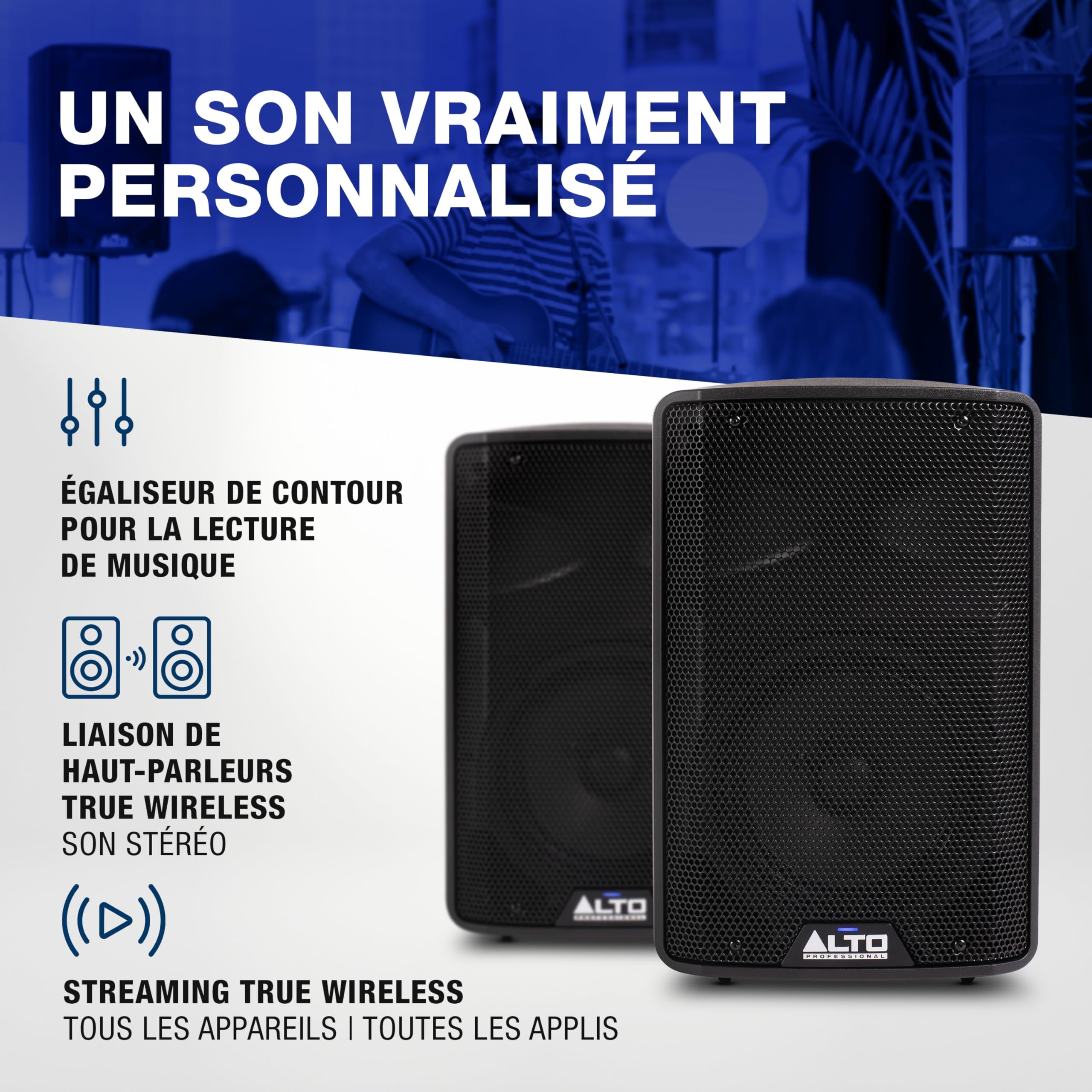 ALTO TX408 Enceinte Amplifiée Actif 350W 8" TWS Bluetooth, Mixeur 2 Canaux, Niveau Ligne pour DJ et Musiciens, Petites Salles, Répétitions et Événements