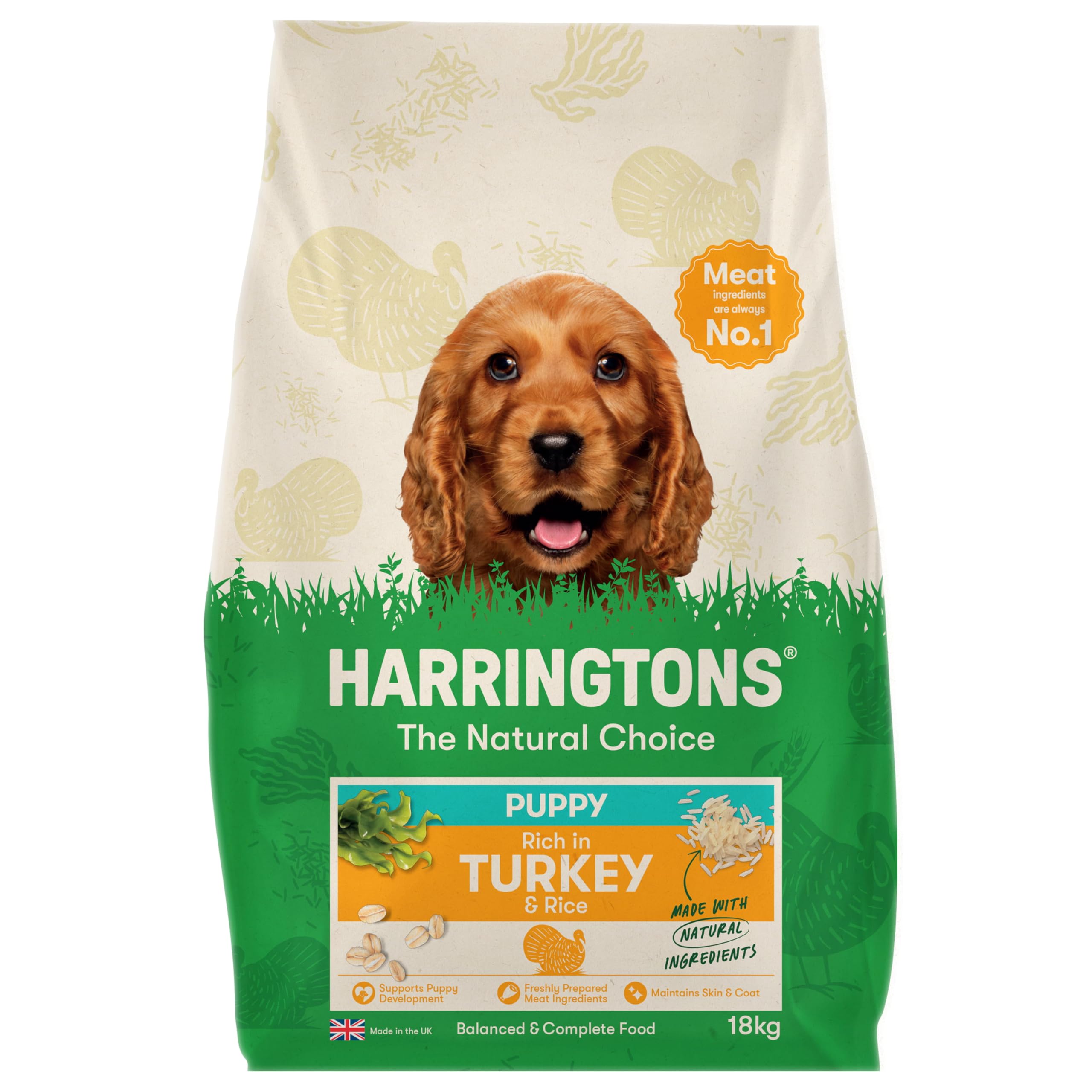 Harringtons Complete Dry Puppy Food Turkey & Rice 18kg - Made with All Natural Ingredients (Packaging may vary)