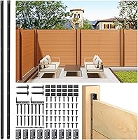 Prinfort 4-Pack 5FT Black Metal Privacy Fence Posts - Easy DIY U-Shaped Brackets for Backyard Wood Slat Fences