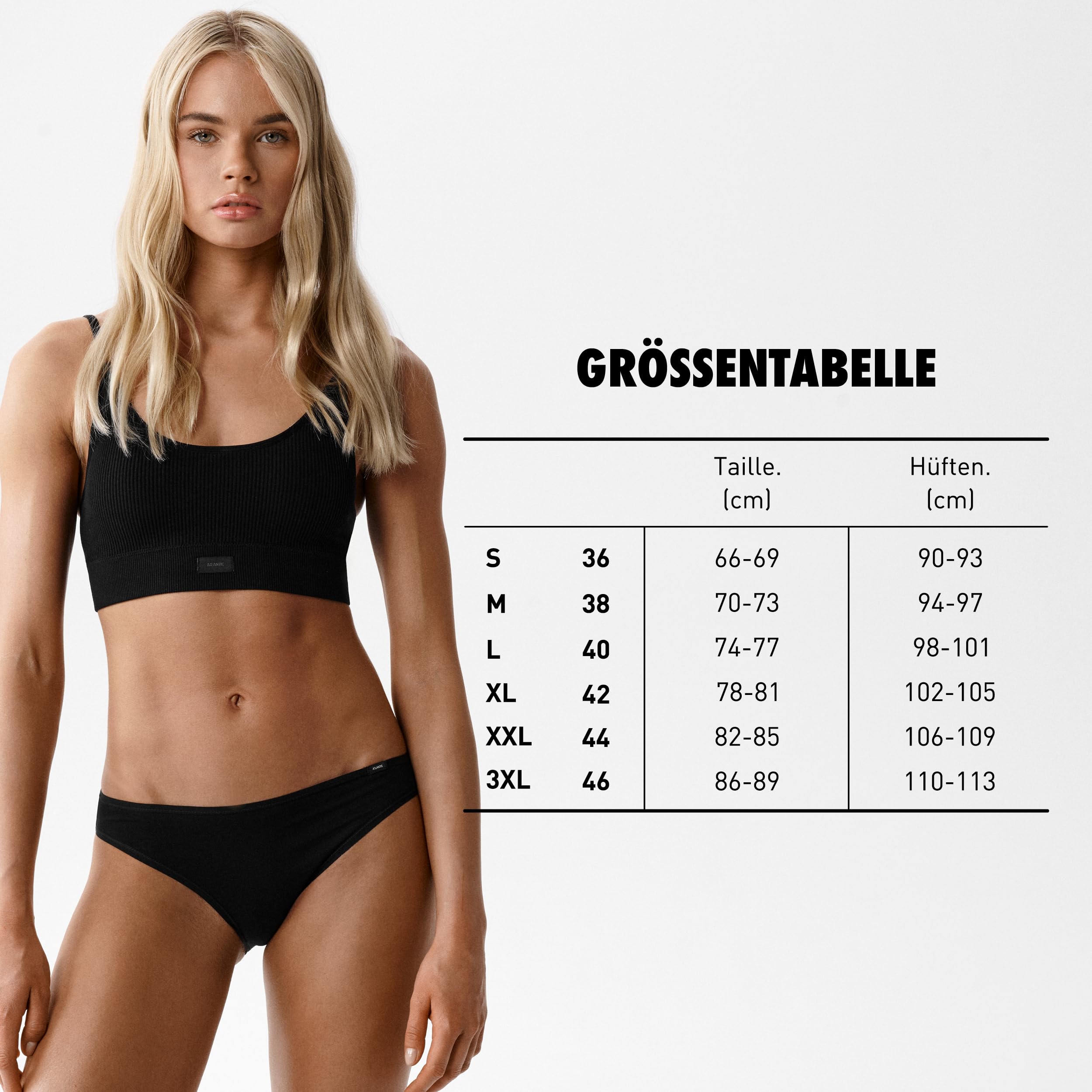 ATLANTIC UNDERWEAR 3-pak / 6 par damskich slipów sportowych | Miękka i przewiewna bawełna z dodatkiem elastycznego elastanu, sportowy krój