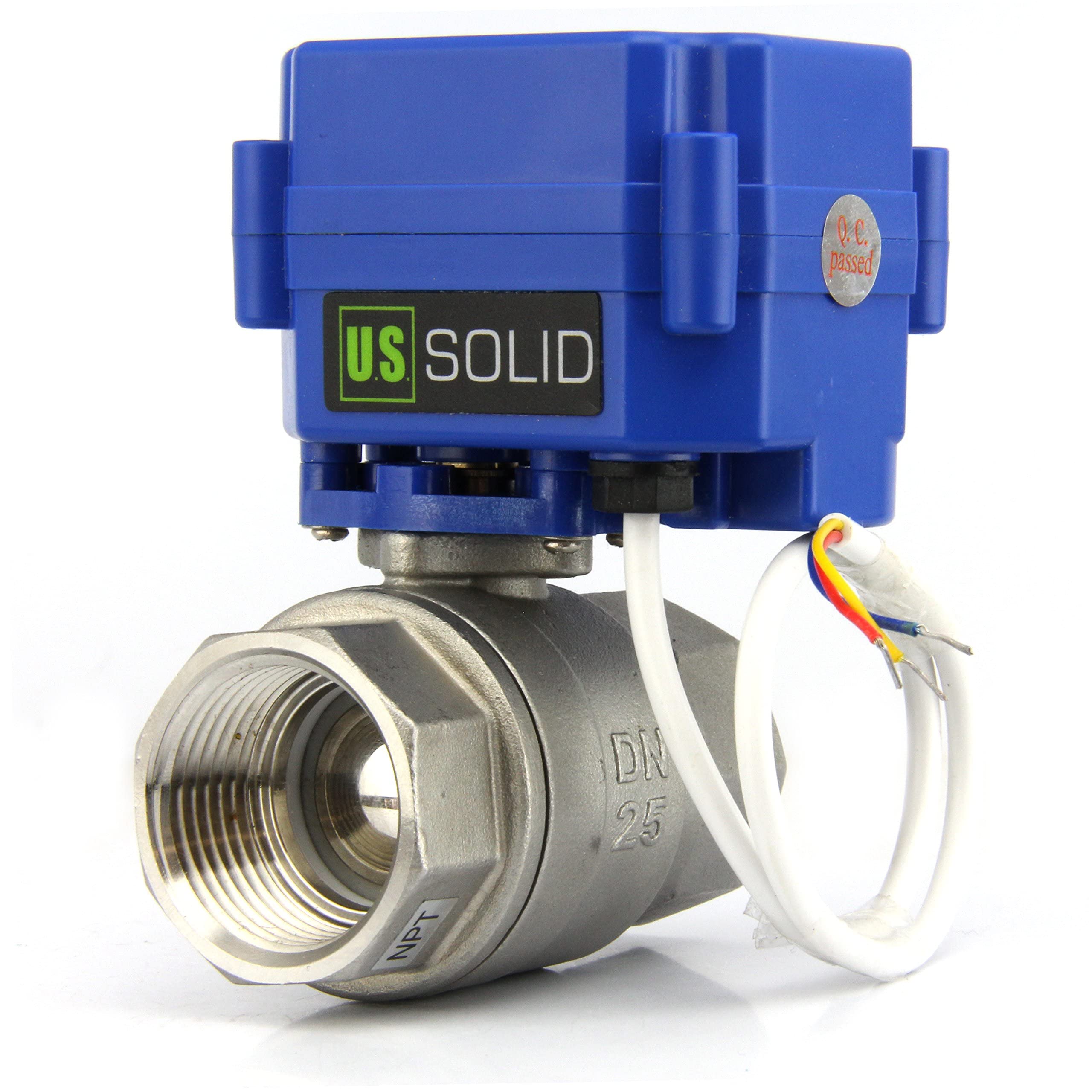 U.S. Solid Valvola a sfera motorizzata 1" in acciaio inox – Porta completa, 9–24 V AC/DC, configurazione a rottura positiva 3 fili