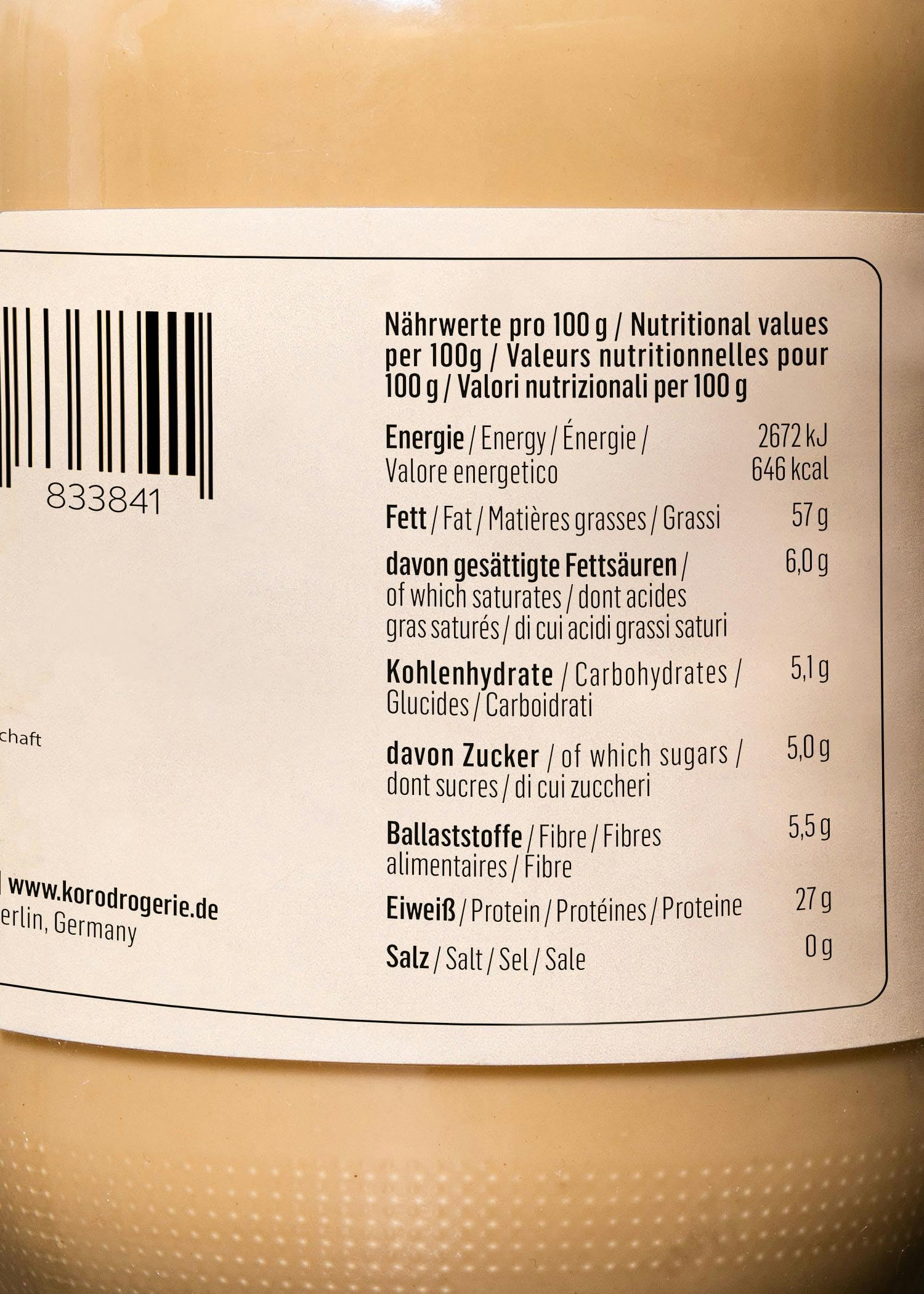 KoRo - Crema di mandorle bianca 6 x 500 g - Crema di noci vegane 100% mandorle senza additivi