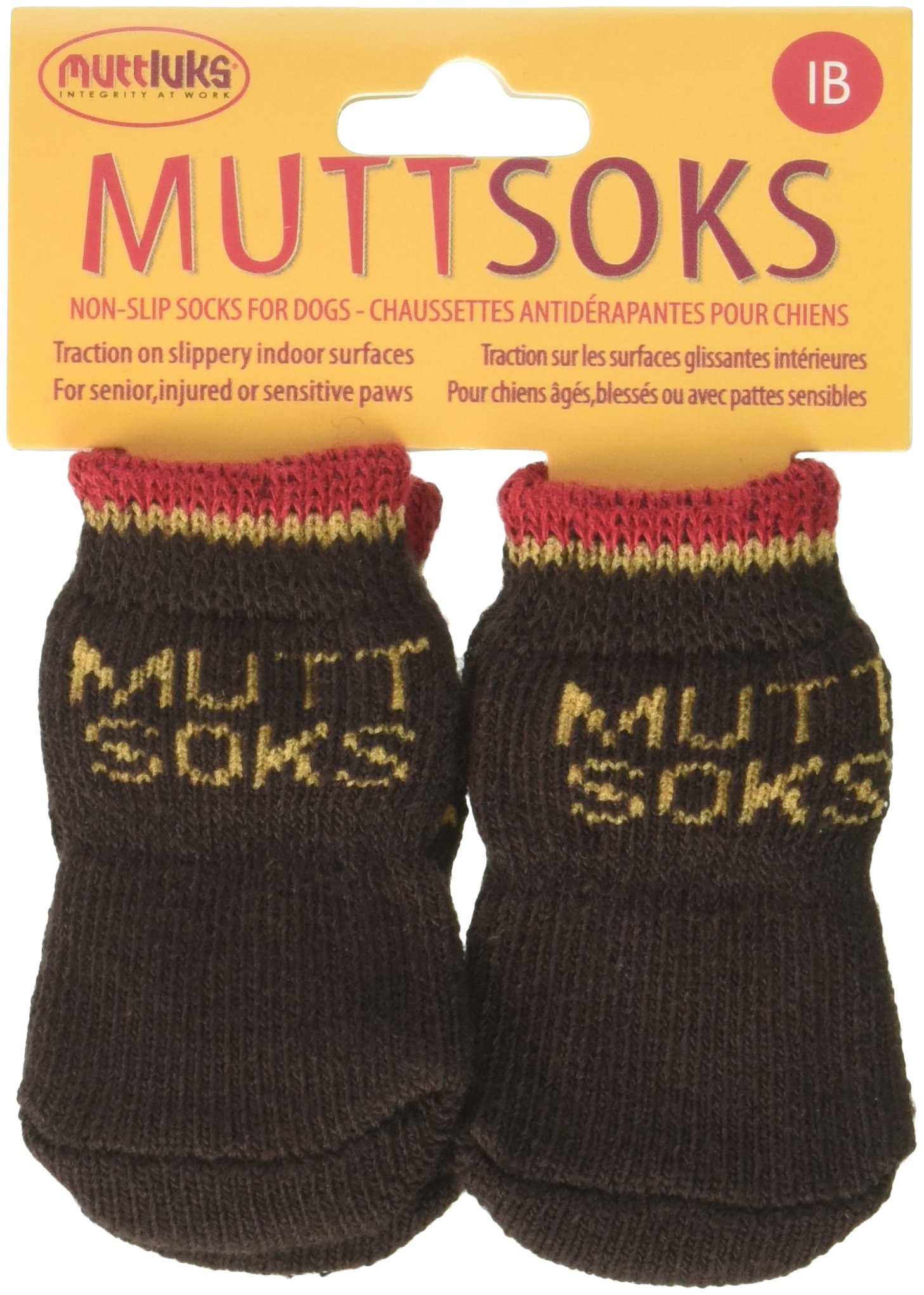 MuttluksMuttsoks Cotton Knit Dog Socks with Non-Slip Pads - 4 Socks