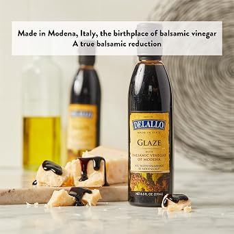 DeLallo Modenacrem Balsamic Vinegar Glaze, 8.5 oz. Bottle, (6 Pack), Made In Italy, Ready-to-Use Condiment, Vegan, Sweet and Tangy Flavor