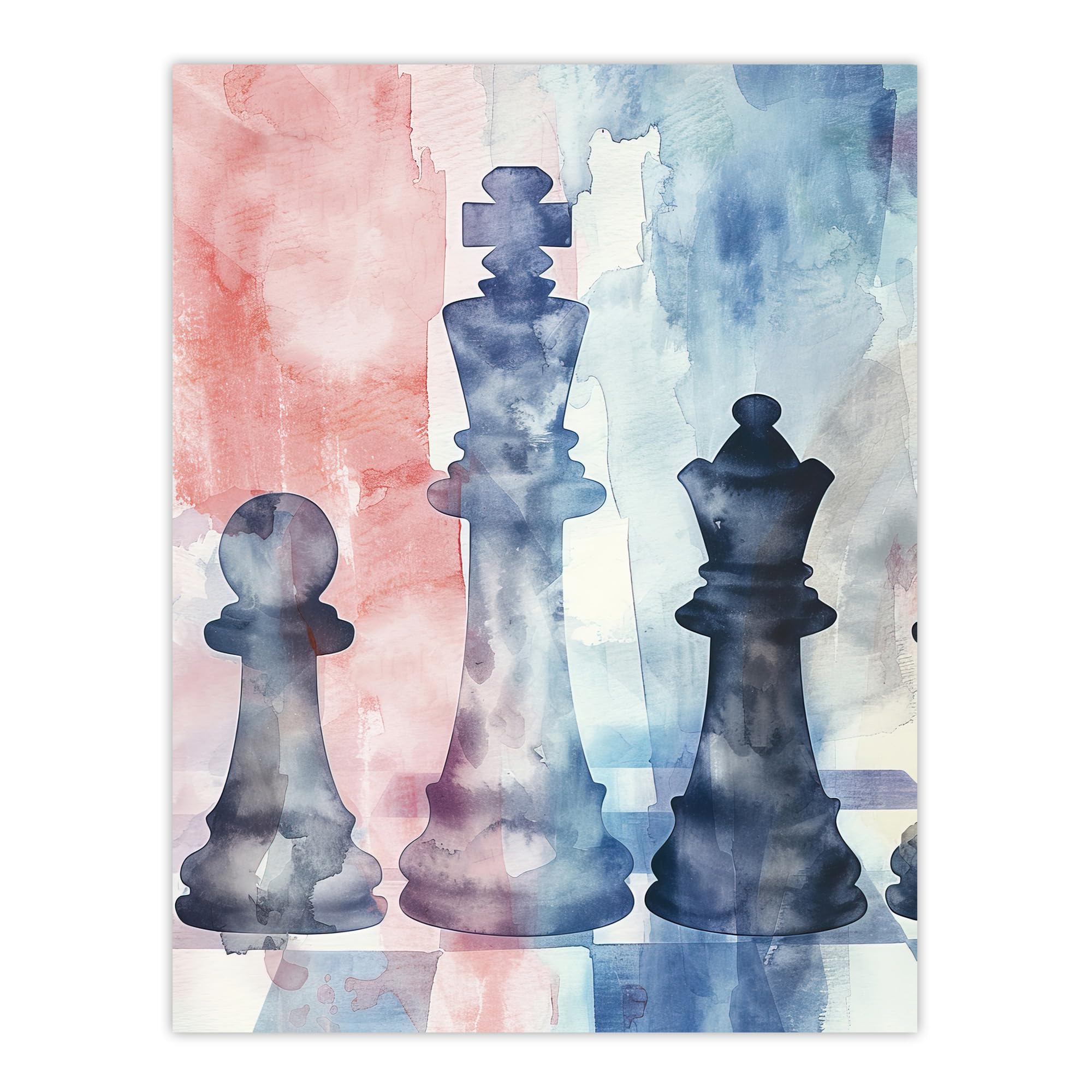 Chess Piece Chessboard Abstract Light Watercolour Wall Art Poster Print