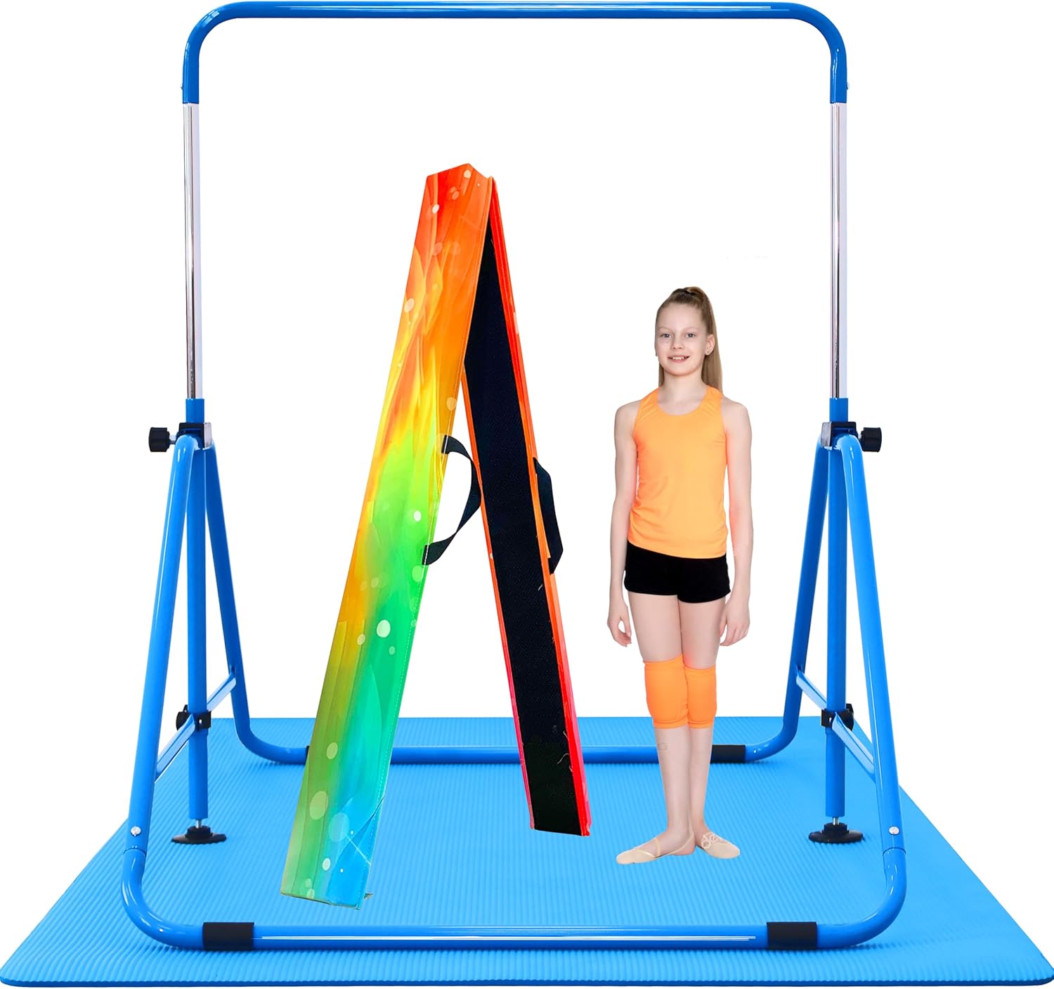 Marfula Fold Gymnastic Bar With Mat And Foam Folding Floor Balance Beam For Kids Home And Club Use Gymnastic Training Equipment For Kids And Toddler And Teenager And Girl 3-18 Years Old
