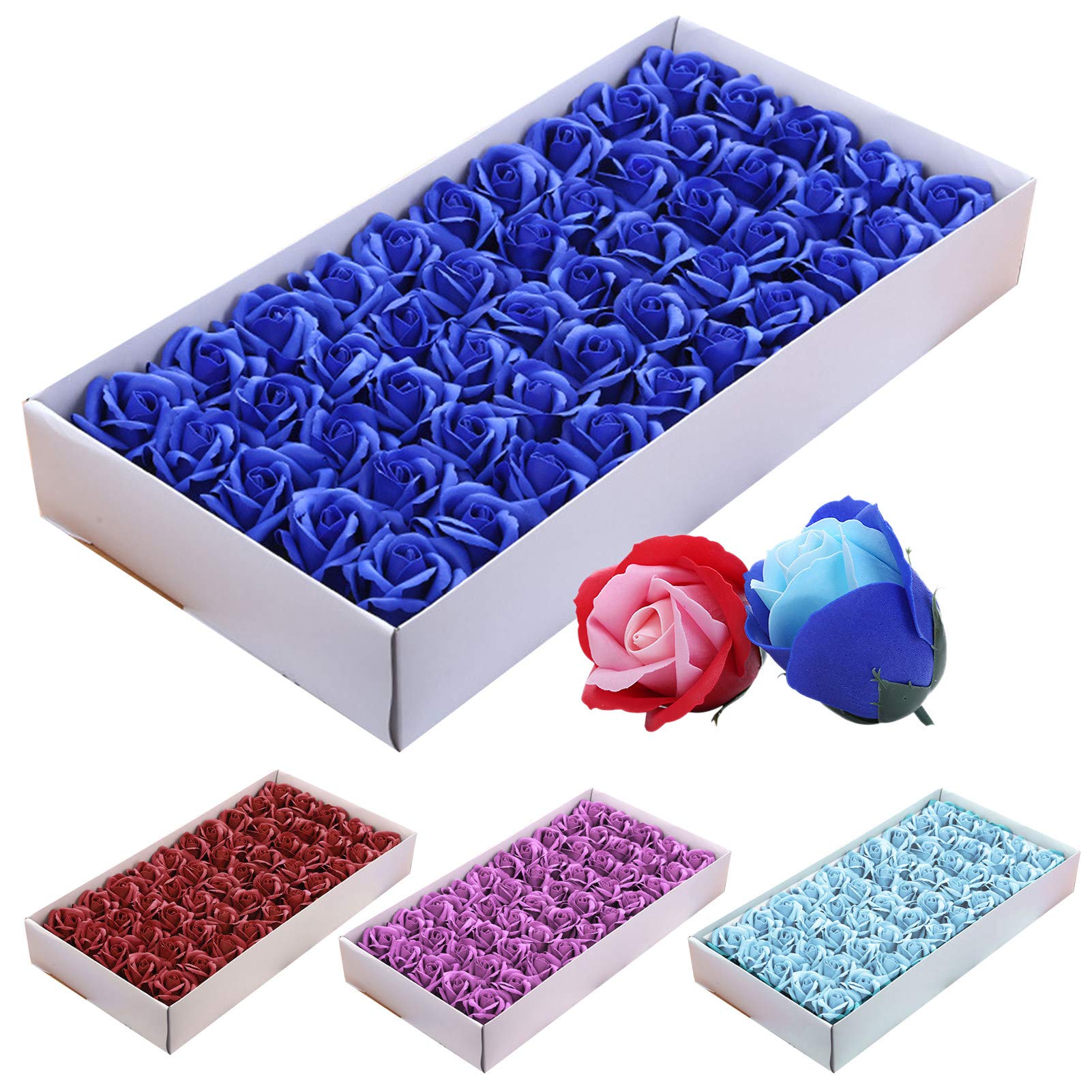 50 pièces Fleur de Savon Rose Artificielle à 3 Couches, Cadeau de décoration de Fleur parfumée pétale de Rose pour la Saint-Valentin, la fête des mères, Le Mariage, Noël