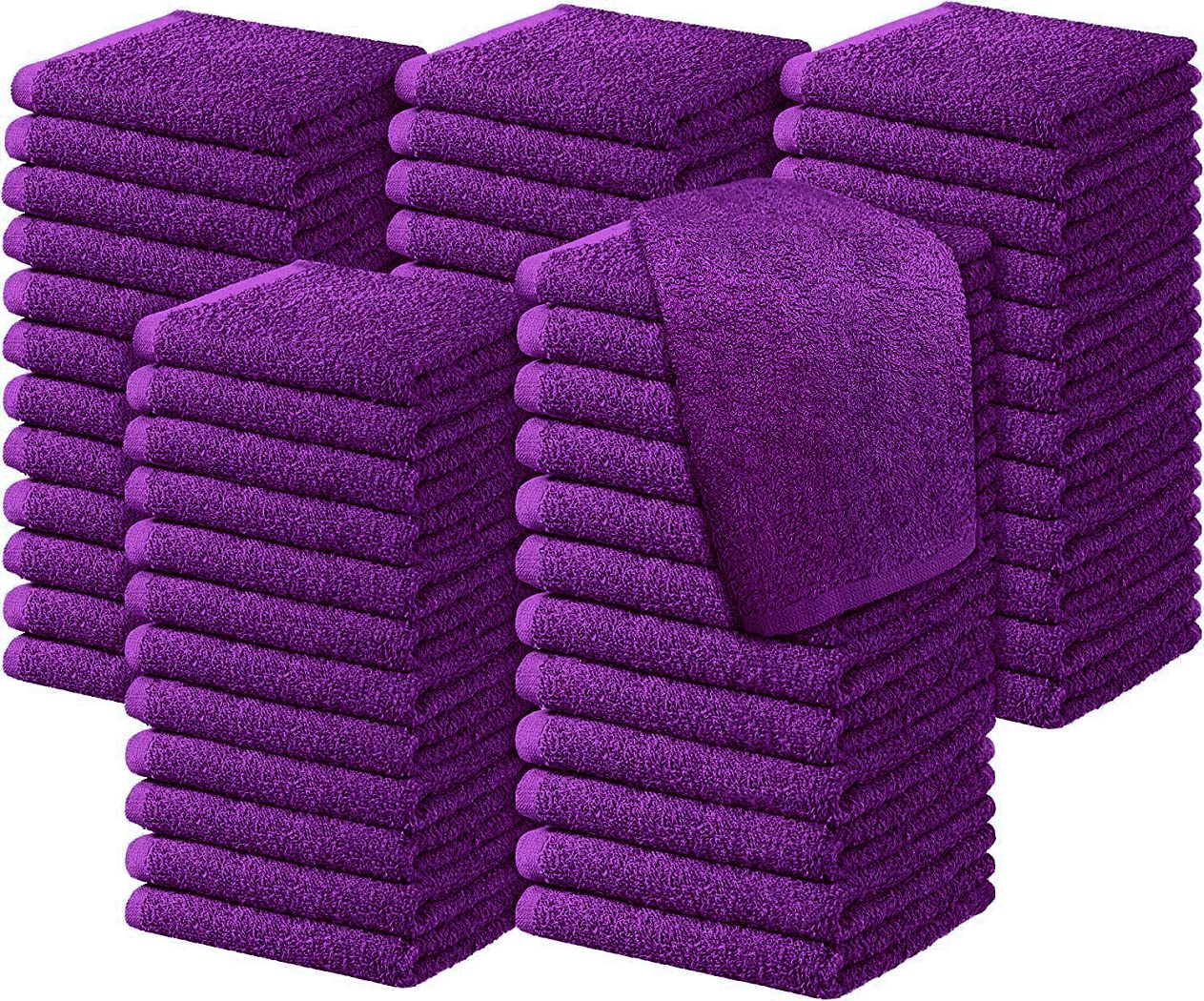 Diamond Tex Pack of 6, 12, 24, 36, 48, 96 Face Cloth 100% Egyptian Cotton Soft Flannels Set Quick Absorbent Washcloth 500-GSM Gym, Golf Hand Wash Towels 30x30cm (Purple, 48)
