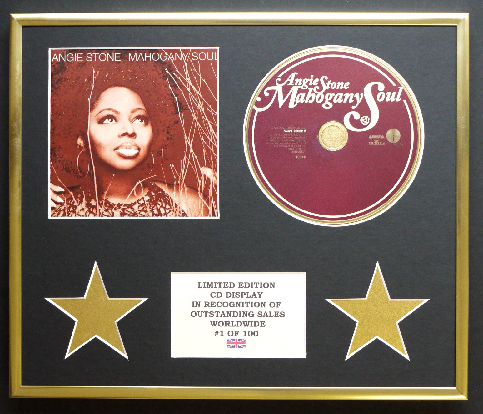 Limited Edition Cd Display Gold Angie Stone/Cd Display/Limited Edition/Coa/Mahogany Soul