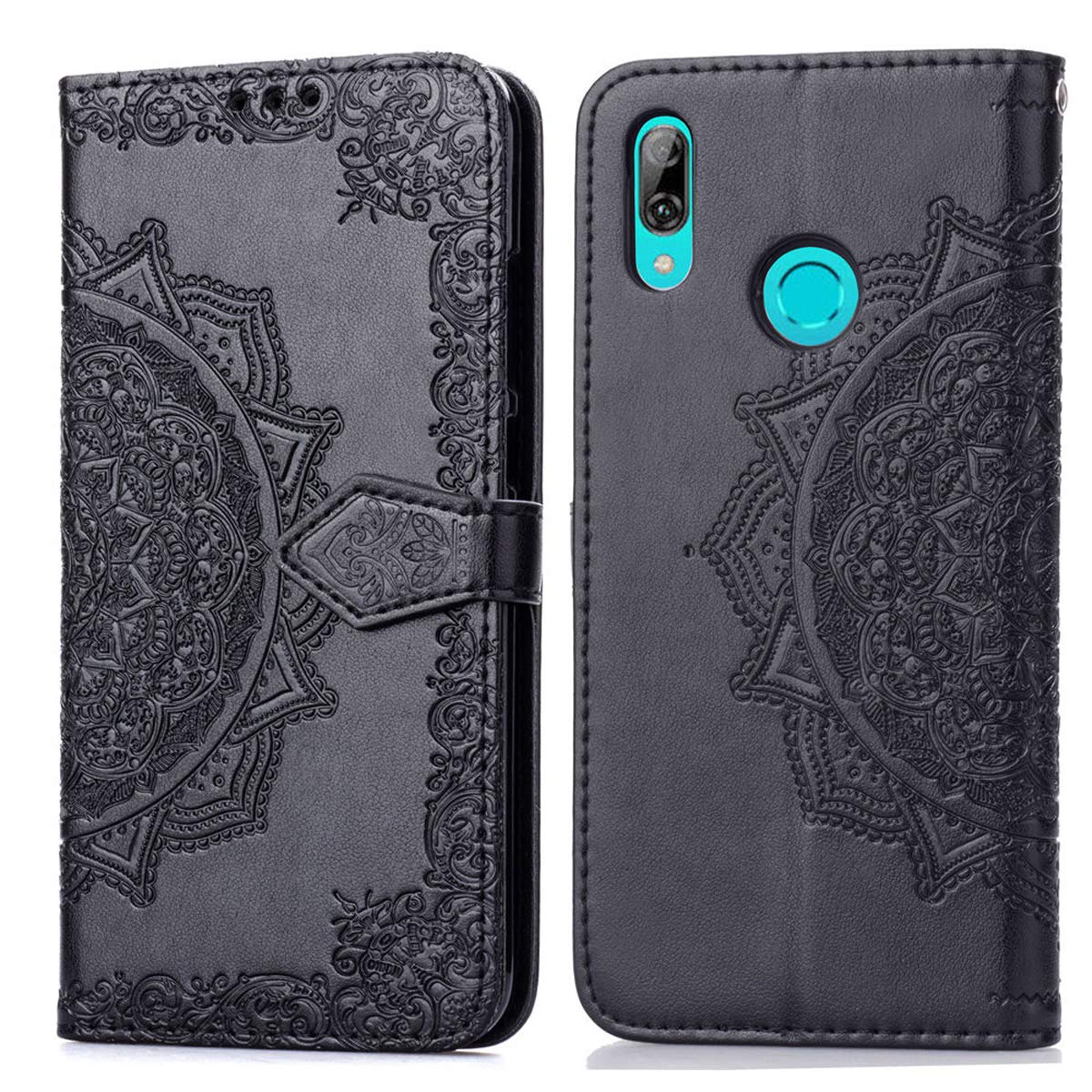 Huawei Y9 2019 Wallet Case Flip Kickstand Card Holder Embossed Design PU Leather Full Protection Cover