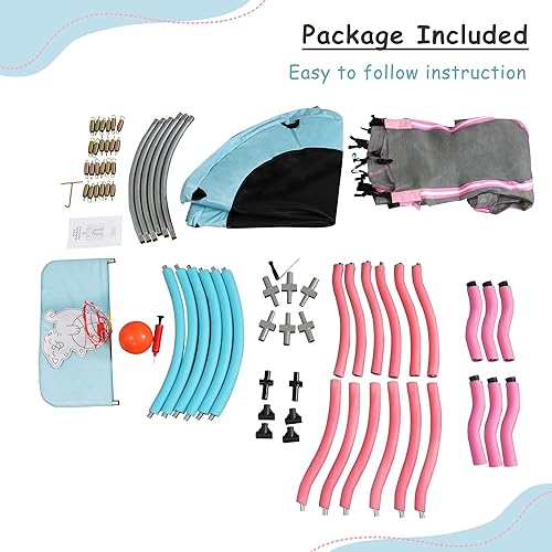 Miniatura 8 de Merax Trampolín de 48 pulgadas para niños, trampolín para niños pequeños con red de seguridad, mini trampolín con aro de baloncesto y diseño sin