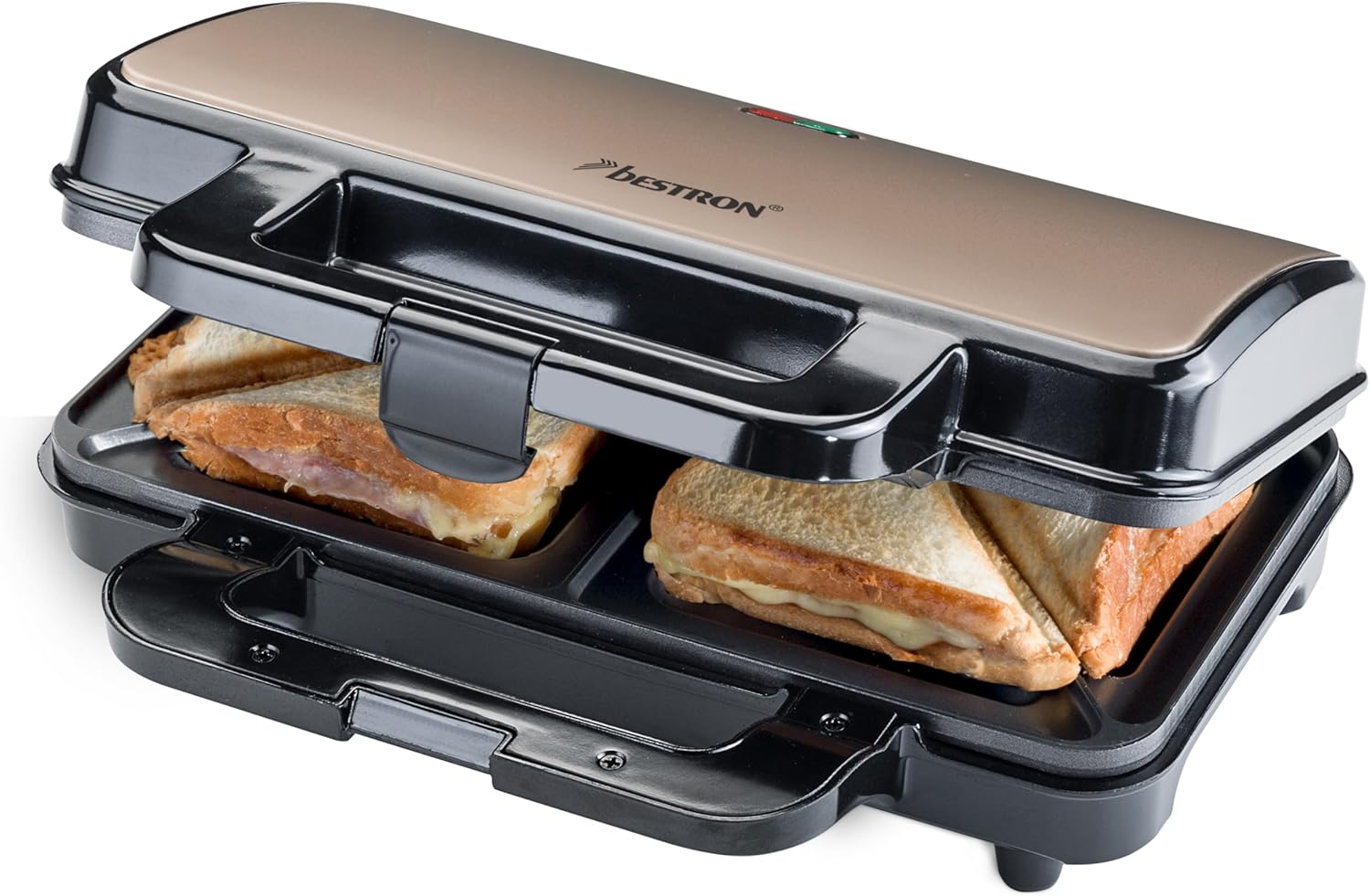 Bestron XL Sandwich Maker, NonStick Sandwich Toaster for 2 Sandwiches