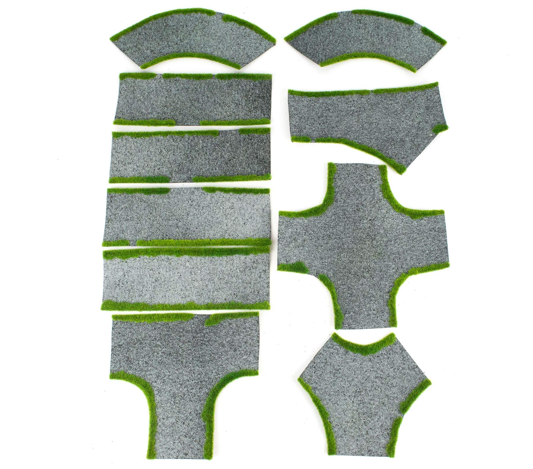 War World Gaming Road Junction, Straight & Curved Sections Full Set of 10 - 28mm Wargaming Scenery Terrain Model Diorama