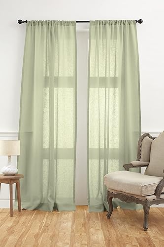 Miniatura 8 de Solino Home Cortina transparente de lino, 52 x 102 pulgadas, panel de ventana con bolsillo para barra, cortina de tela natural 100% pura para sala