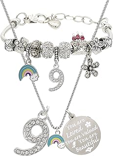 9th Birthday, 9th Birthday Gift, 9th Birthday Girl Gifts, 9th Birthday Necklace, Gifts for 9 years old Girl, 9th Birthday charm Bracelet, Gift for 9 year old Girl, 9th Birthday Gifts for Girls