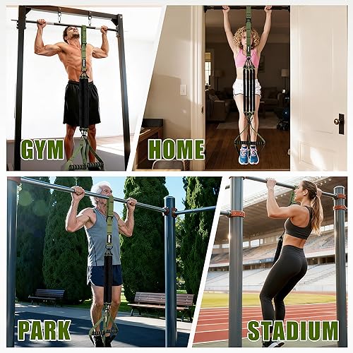 Miniatura 7 de Bandas de asistencia para dominadas para mujeres, bandas de resistencia resistentes con asas, banda de ejercicio con anclaje de puerta, juego de