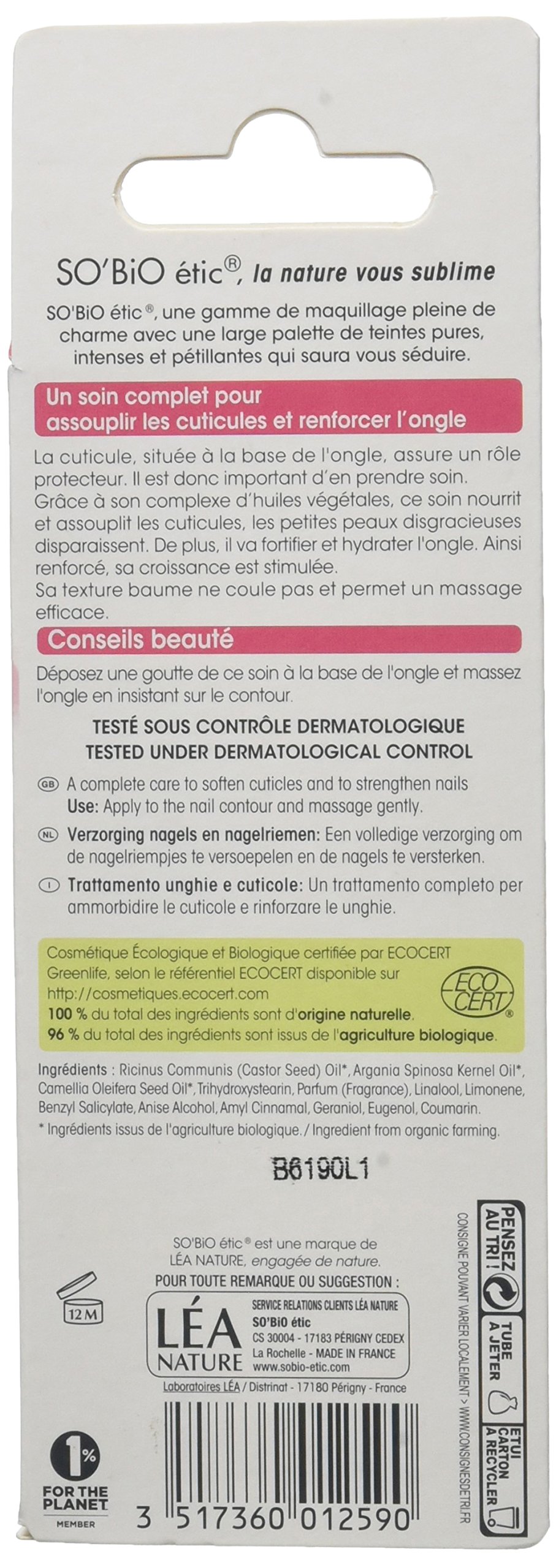 So' Bio étic Cura Unghie/cuticole all' Olio di ricino Bio 15 ml – Set di 2