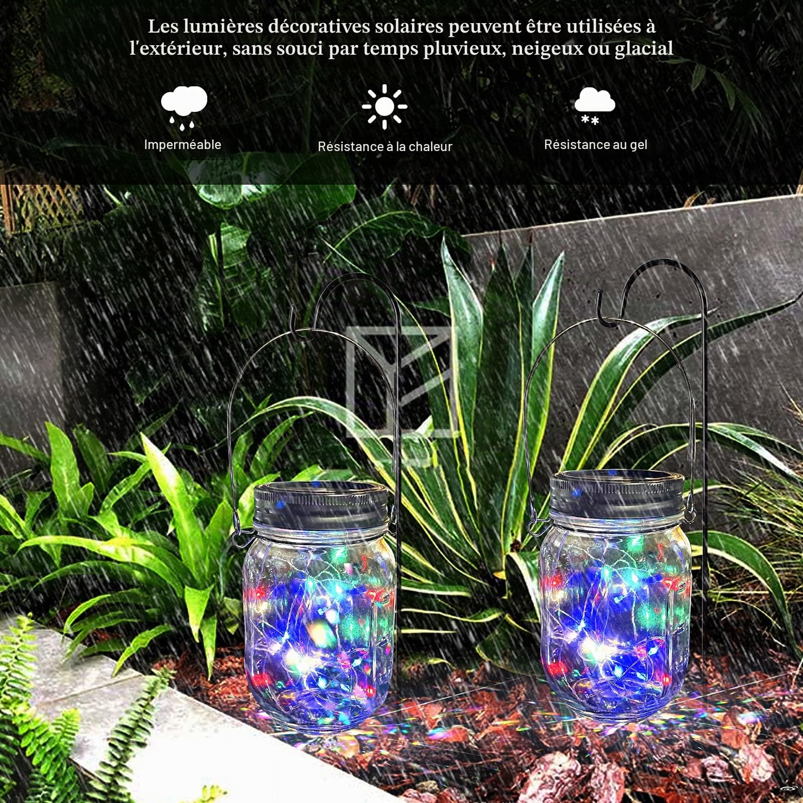 XVZ Lot de 6 lanternes solaires d'extérieur étanches à suspendre pour terrasses, patio, balcon, table - Multicolore
