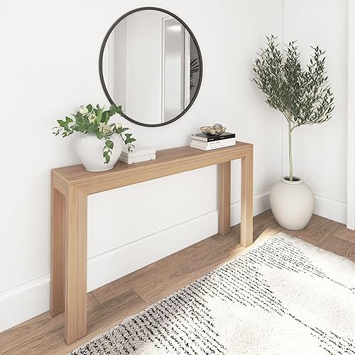 Plank+Beam Mesa consola moderna de madera maciza, 56 pulgadas, mesa de sofá, mesa de entrada estrecha para pasillo, detrás del sofá, sala de estar,