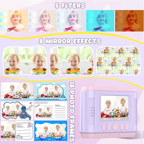 Miniatura 3 de Cámara de impresión instantánea para niños, cámaras instantáneas con pantalla de 2.4 pulgadas, regalos de cumpleaños de Navidad para niñas de 3 a 12