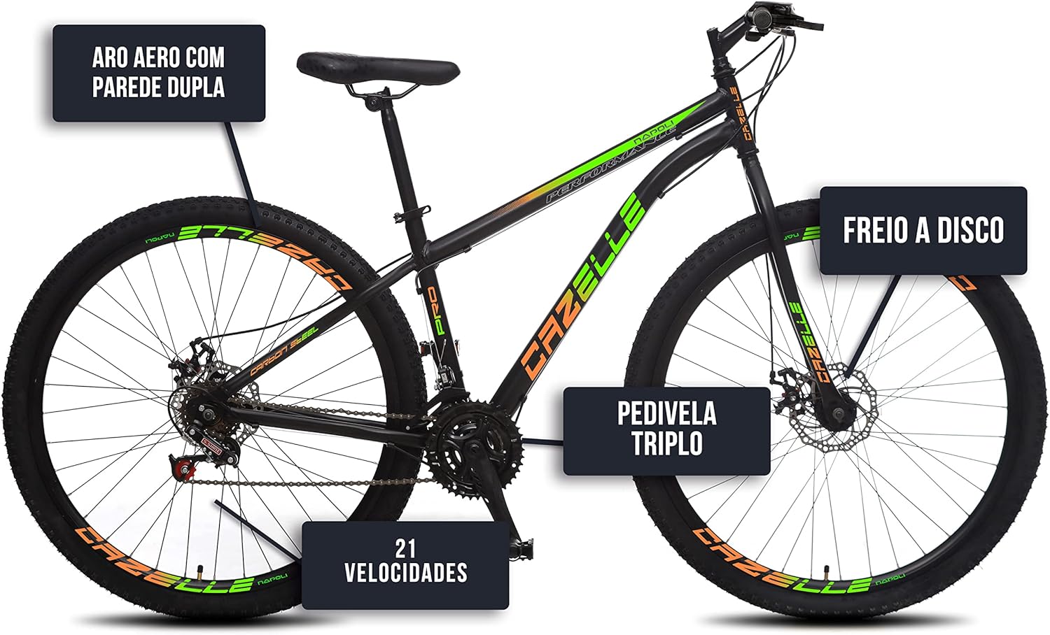 Bicicleta em perspectiva lateral com fundo neutro.