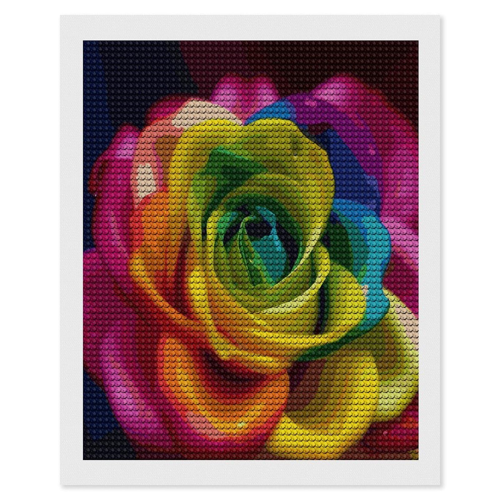 LDGSUPH Rainbow Flower Diamond Painting Kits for Adults Paint with Diamond Pictures Art DIY Full Drill Diamond Dots Painting Personalized Diamond Photo for Home Wall Decor Gift 16"x20"