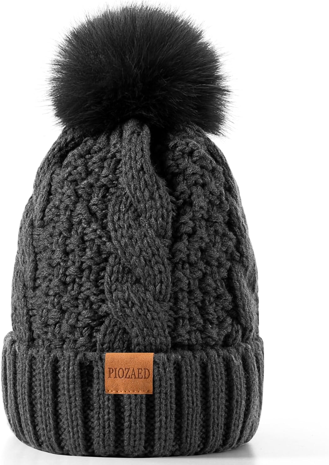 Women's Winter Pompom Beanie Warm and Cozy Knit Hat Fleece Lining Skull Cap for Women - Image 2