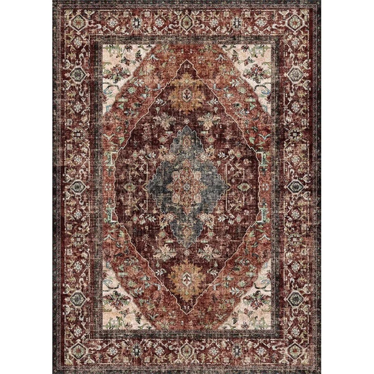 Tapis de style classique rouge résistant à l'usure pour grands salons