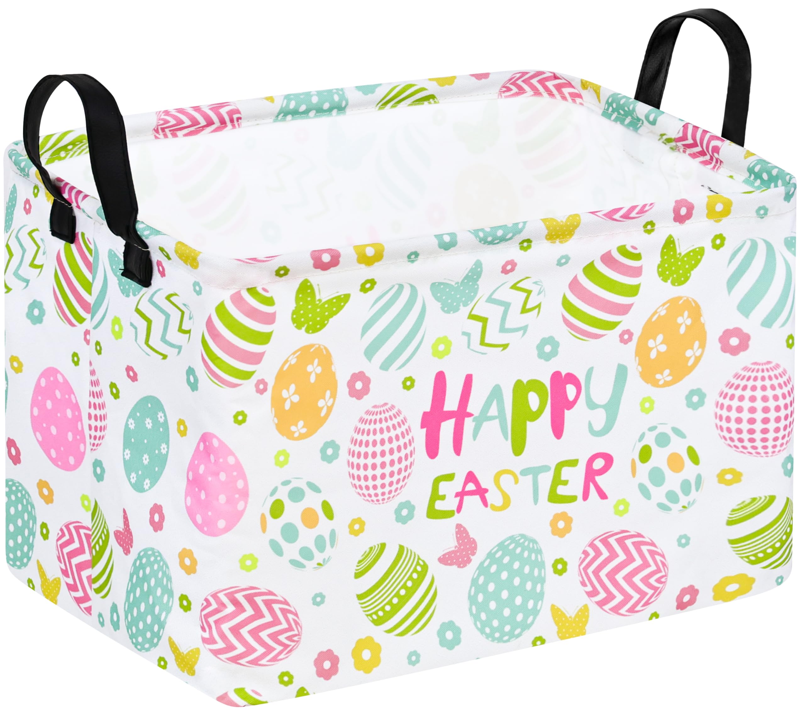 Easter Gift Basket Eggs Storage Basket Kids Toys Storage Basket Organizer Box Clothes Laundry Hamper Bunny Nursery Basket with Handles