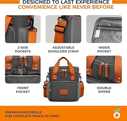 Miniatura 7 de Lonchera térmica para hombres y mujeres, bolsa térmica impermeable reutilizable con correa ajustable para el hombro para hombres, mujeres y niños,