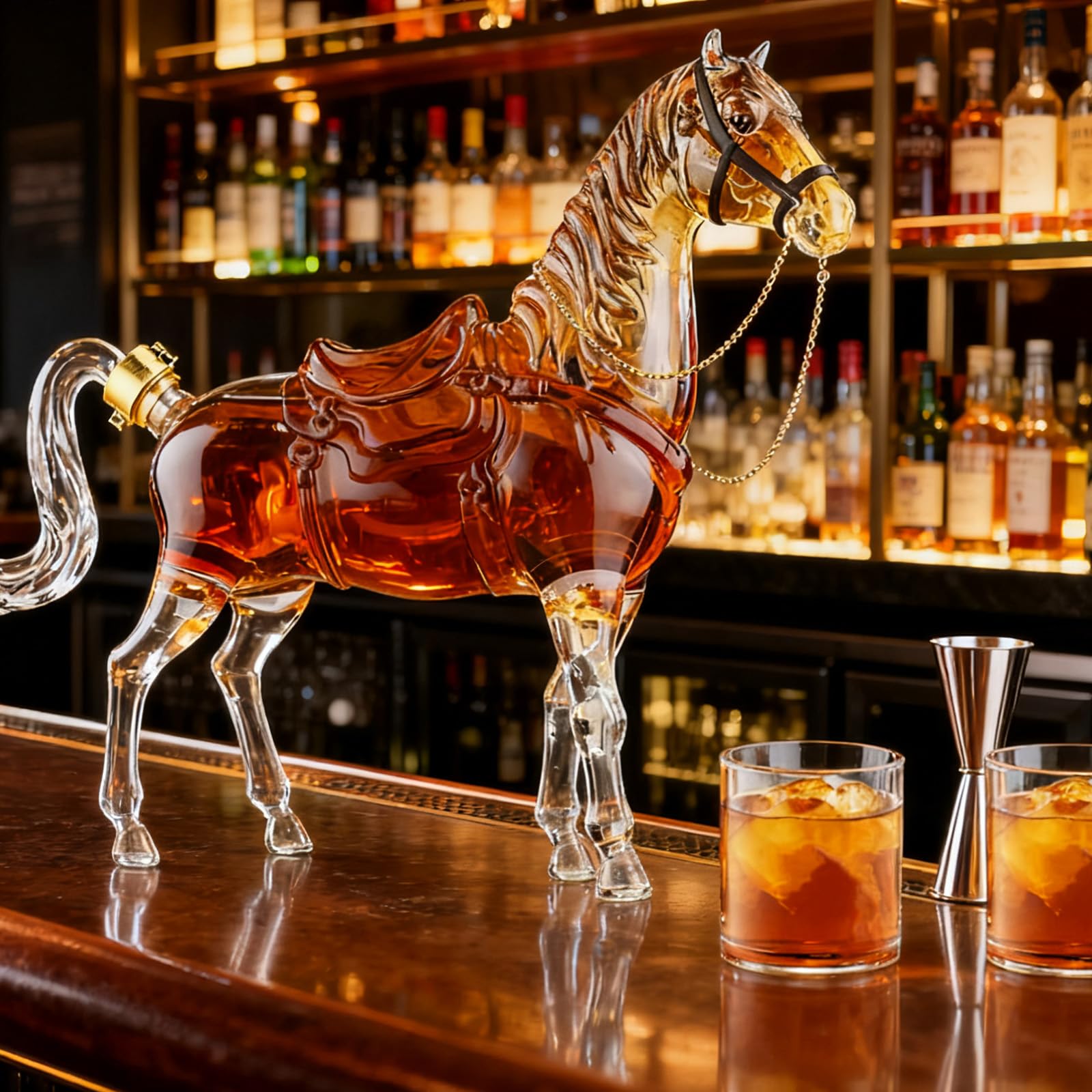 Decantador De Whisky, Set De Regalo De Whisky Para Hombres Decantadors De Whiskies Con Forma De Caballo Y 2 Vasos De Licor Set De Regalo Original Para Hombres Papá Esposo Novio