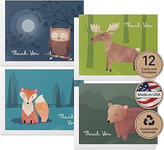 Twigs Paper Thank You Card Set - 12 Assorted Greeting Cards For All Occa...