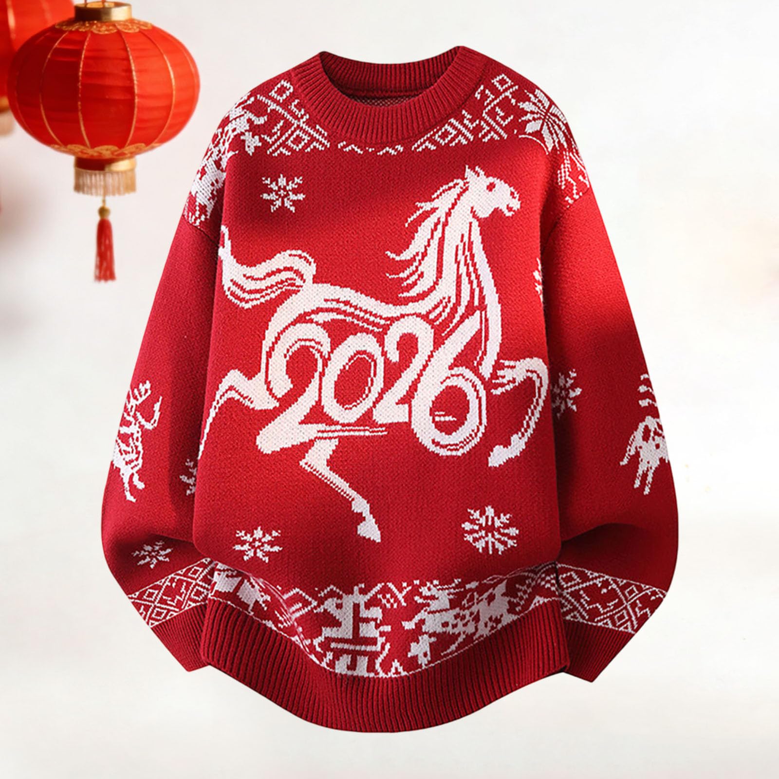 Suéter Informal de Manga Larga con Cuello para Hombre, Ideal para el Festival de Primavera de 2026. #144