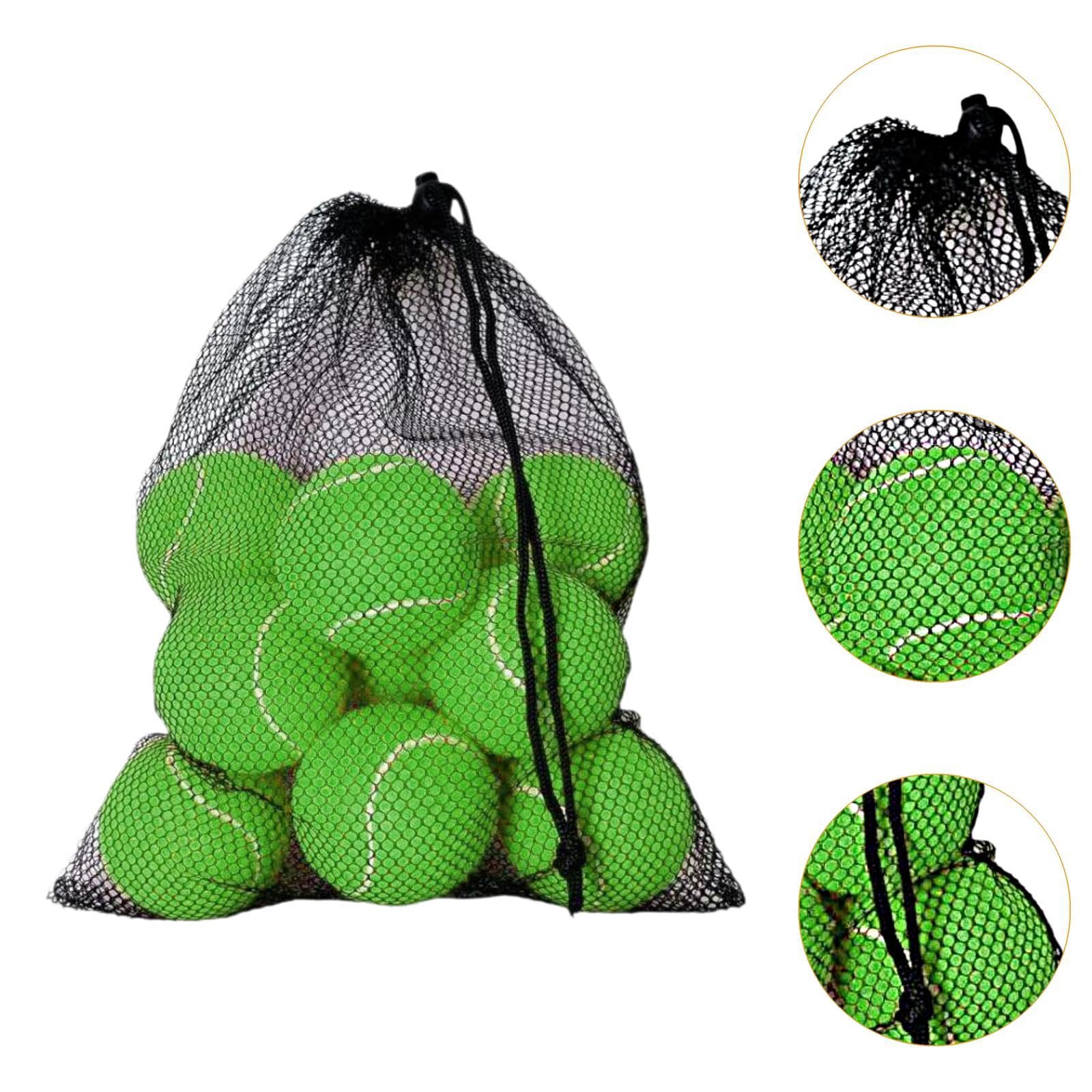 12 Pelotas Tennis Pelotas Práctica Entrenamiento Juego Resistente Material Goma Felt con Bolsa Uso Portátil Adecuado para Niños Adultos Ejercicio Al a, Verde
