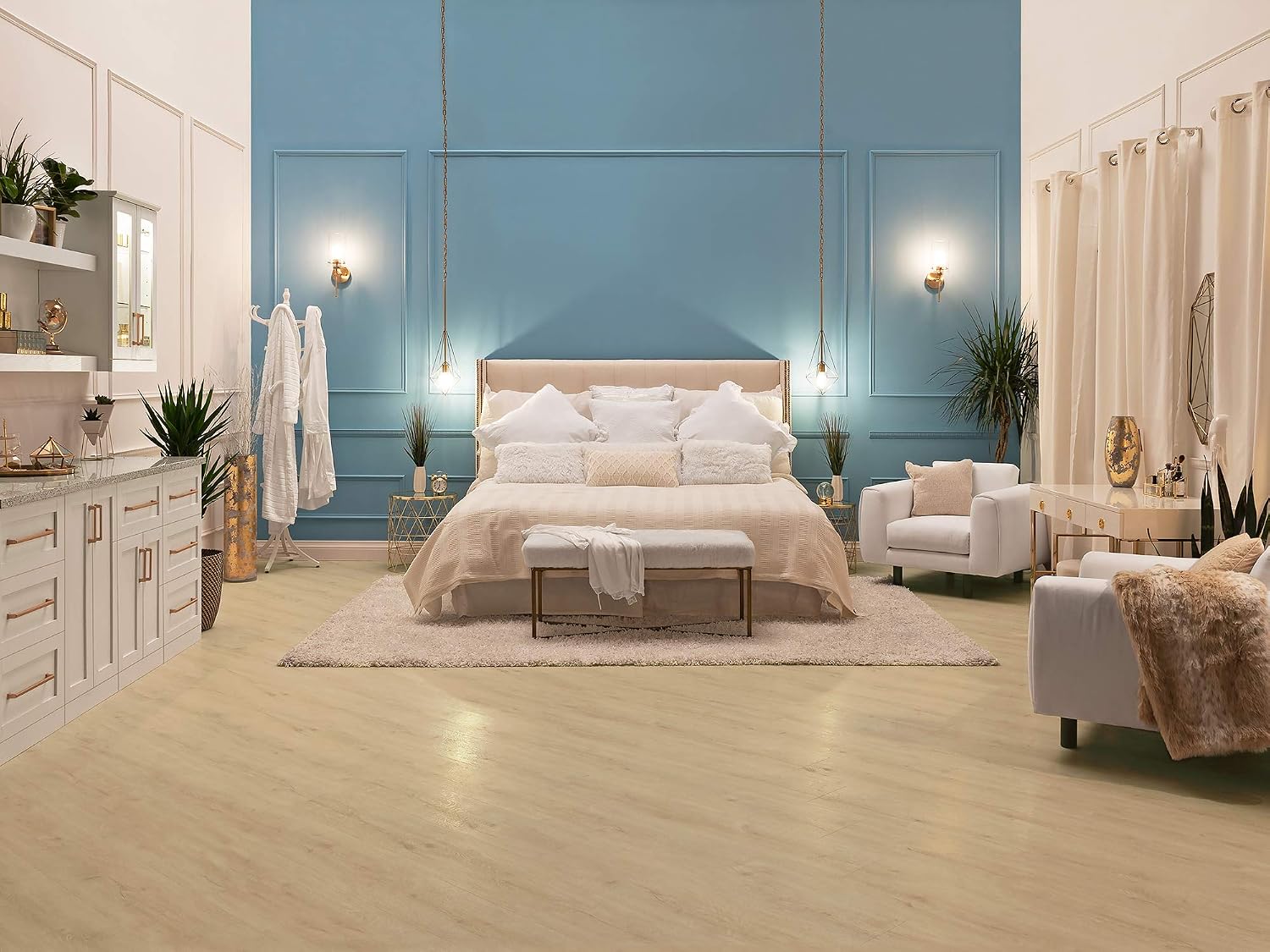 NewAge Products Stone Composite Luxury Vinyl Plank 800 Sqft Flooring Bundle (8.9" W x 46" L x 0.37" H), White Oak
