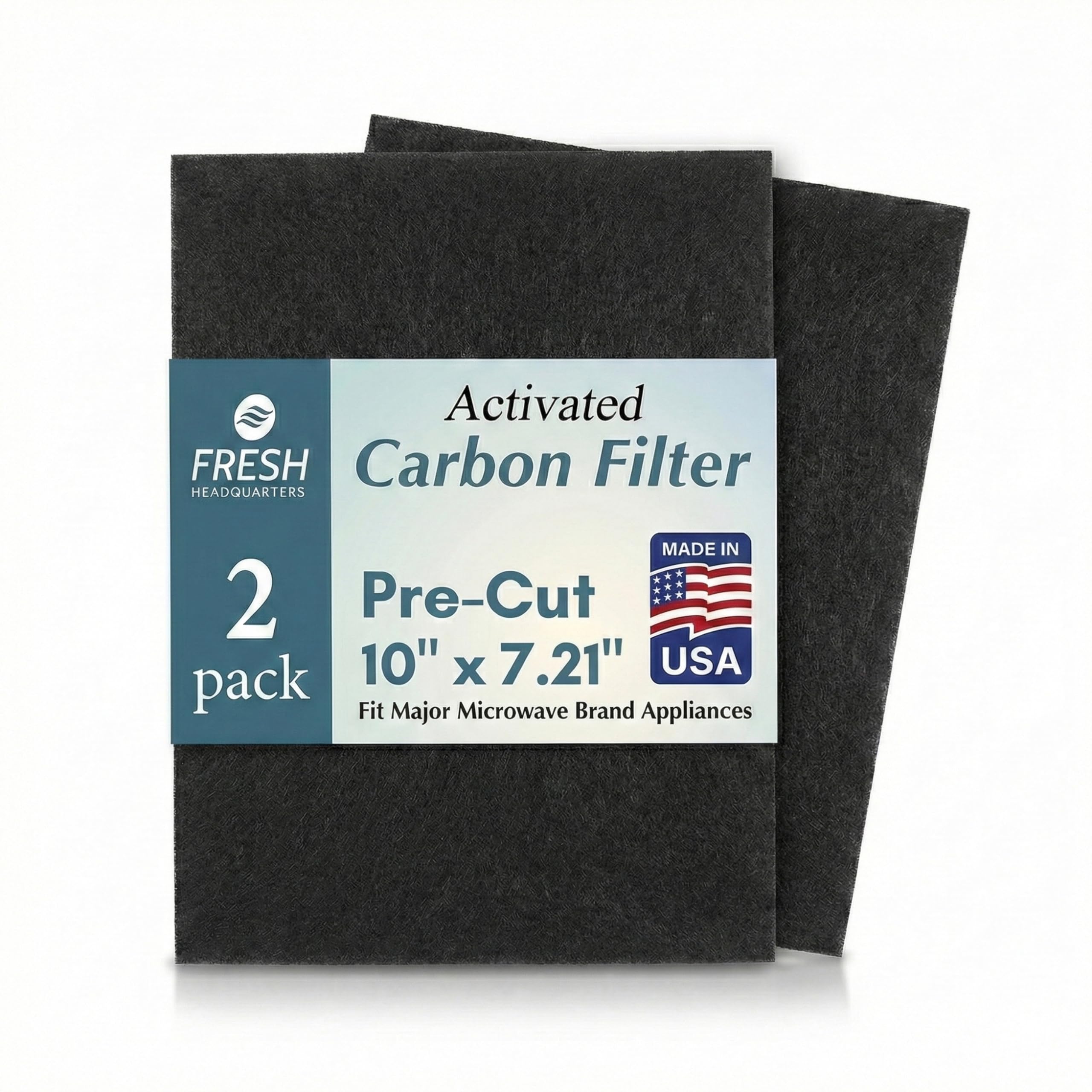 Activated Carbon Microwave Charcoal Filters - Microwave Hood Replacement Filter Compatible with Whirlpool WML55011, WML75011 &amp; KitchenAid Low-Profile Models - Pre-Cut 10" x 7.21", 2-Pack - Made in USA