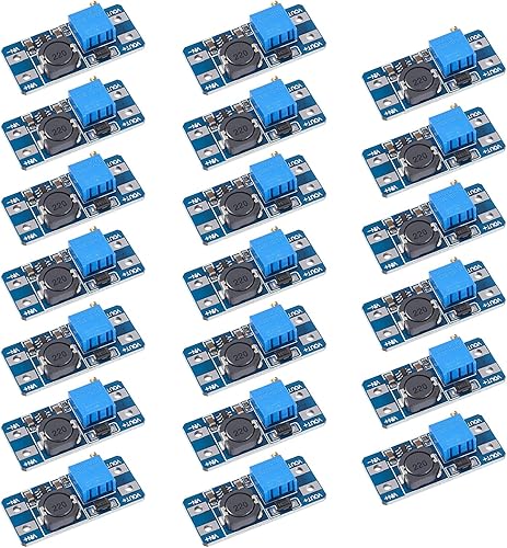 20 piezas MT3608 - Placa reguladora de voltaje ajustable de módulo elevador de voltaje de 2 V-24 V a 5 V-28 V 2 A, convertidor de impulso de CC y CC