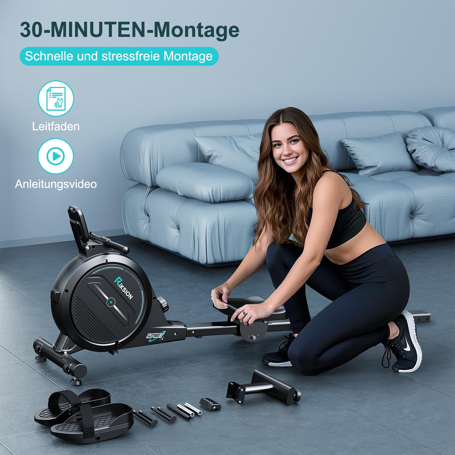 [2026 Neu] Rudergerät für Zuhause mit Magnet-Fitnesstrainer,Rudergerät 16 Stufen Widerstand, Indoor-Gerät für das Home-Gym, Cardio-Trainingsgerät, 160 kg Kapazität mit LCD-Monitor