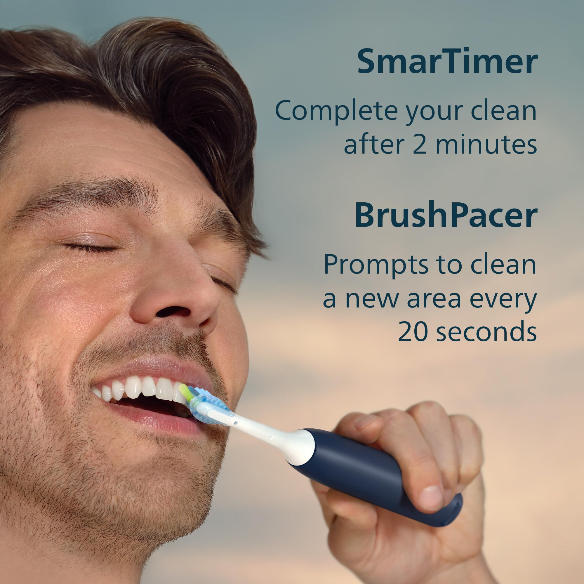 Philips Sonicare Spazzolino elettrico serie 5950 con custodia da viaggio, sensore di pressione, durata di 21 giorni, 6 impostazioni di pulizia, SmarTimer, BrushPacer, blu navy, HX7133/03
