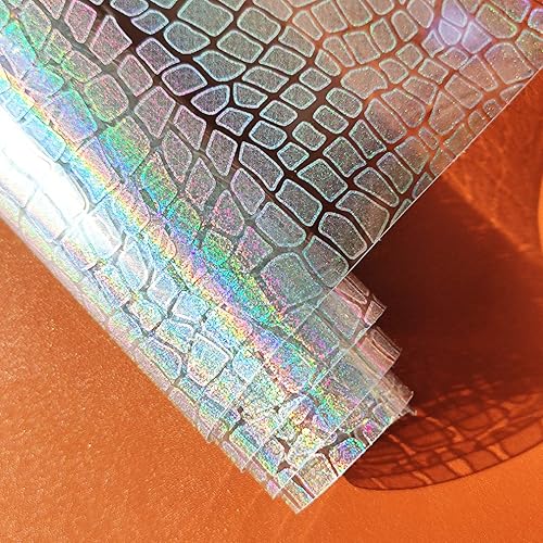 Miniatura 86 de HYANG - Hojas de piel sintética de vinilo holográfico transparente de PVC con diseño de pentágono grande, 1 rollo de 12 x 53 pulgadas