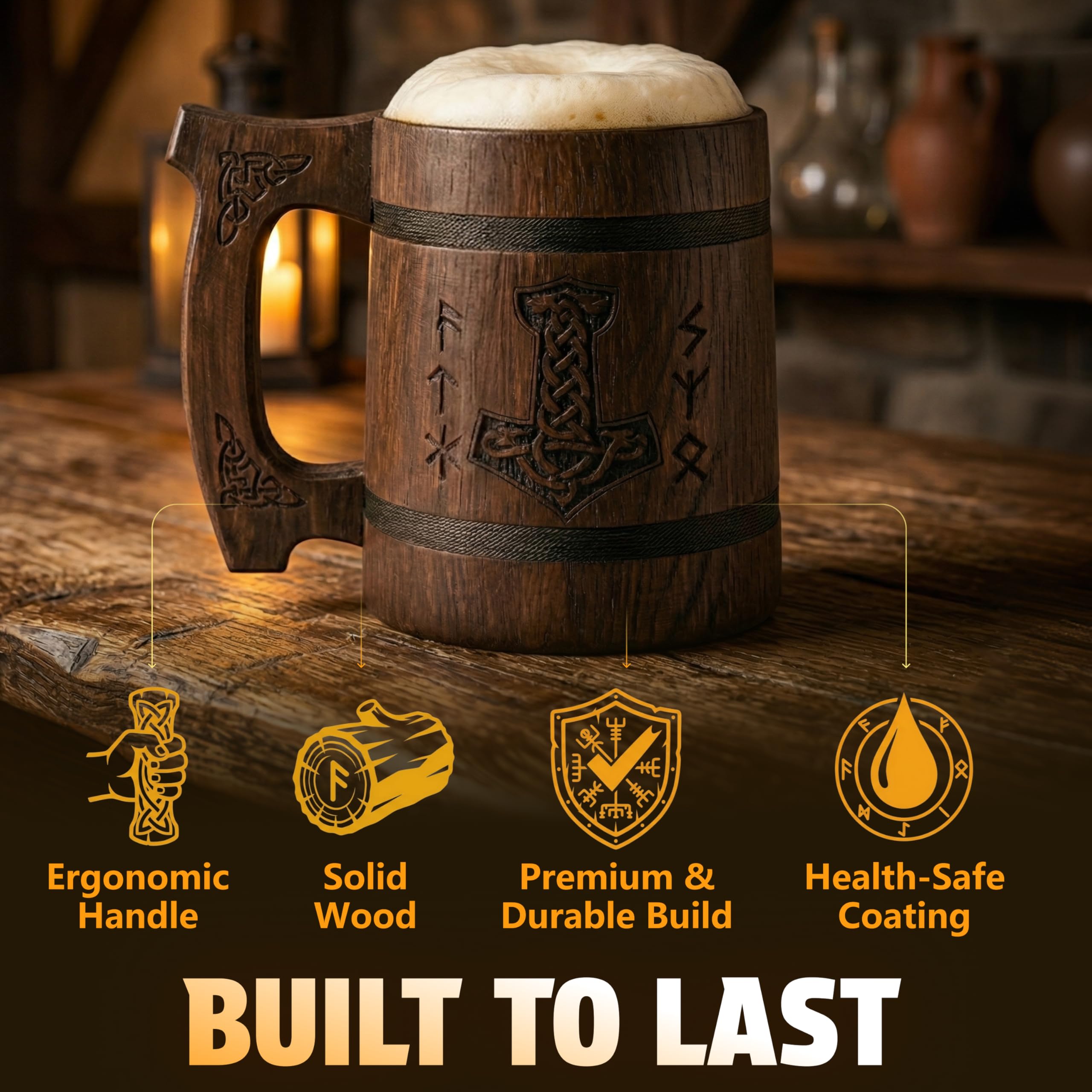 TESLYAR 0.6 Taza vikinga | Regalo Vikingo | Regalos vikingos para hombre | Jarra Cerveza | Regalos Hombre Navidad | Jarra de cerveza vikinga | Productos vikingos | Regalo Dia Del Padre