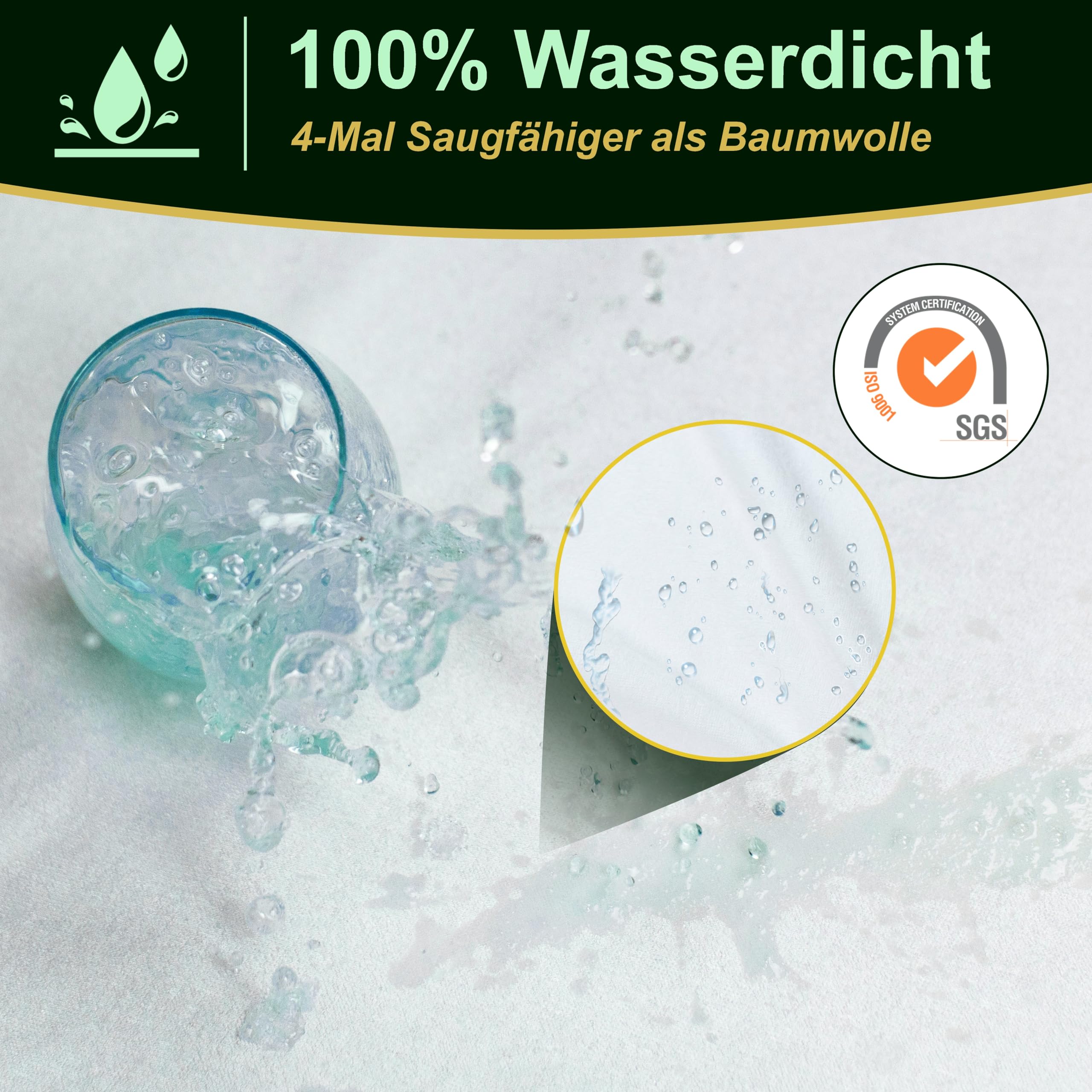 2 Stück Matratzenschoner 140 x 190/200 cm - wasserdicht leise - atmungsaktiv - 100 % Bambus - Höhe 35 - 30 cm - natürlich gegen Milben und Bakterien - Spannbetttuch-Form