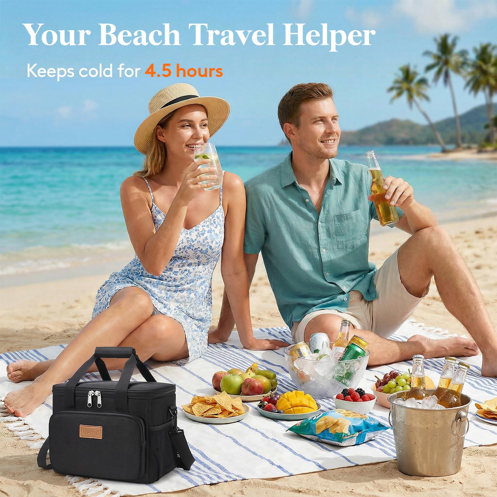Lifewit Borsa Termica Porta Pranzo 9L(12 Lattine), Medio Borse Frigo Pranzo Ufficio per Uomo e Donna, Lunch Bag per Lavoro, Mare, Viaggio, Spiaggia, Nero