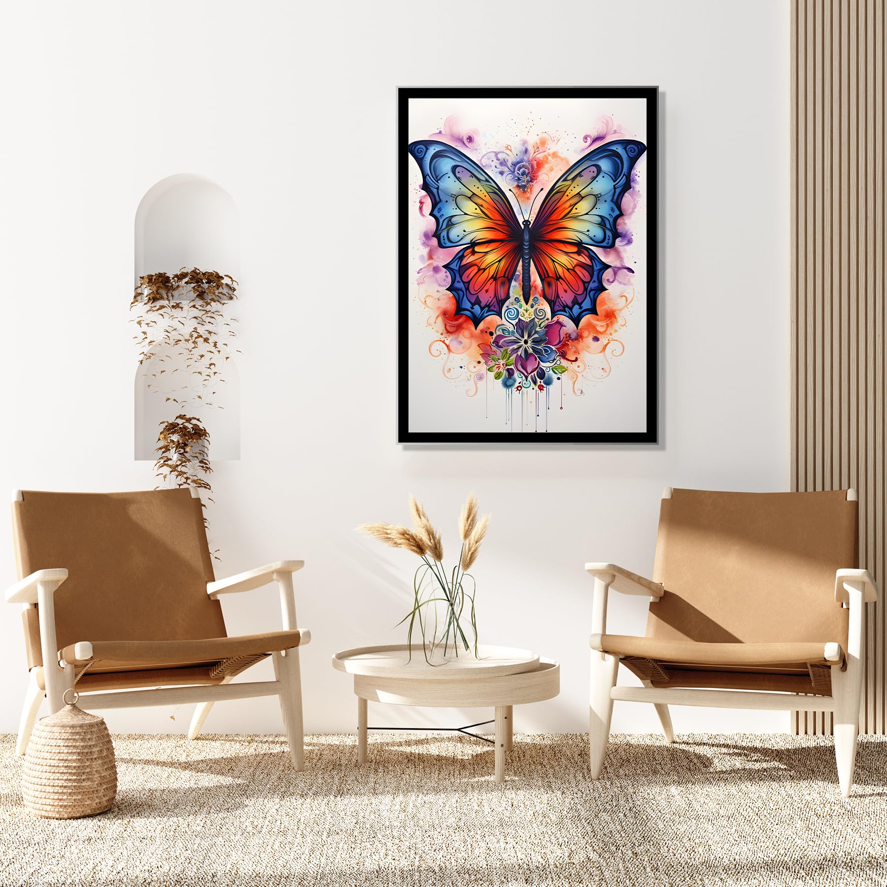 Peinture Diamant 5D Papillon Vitrail - 30x30cm - Kit Complet DIY Pour Adultes & Enfants - Décoration Murale Brillante