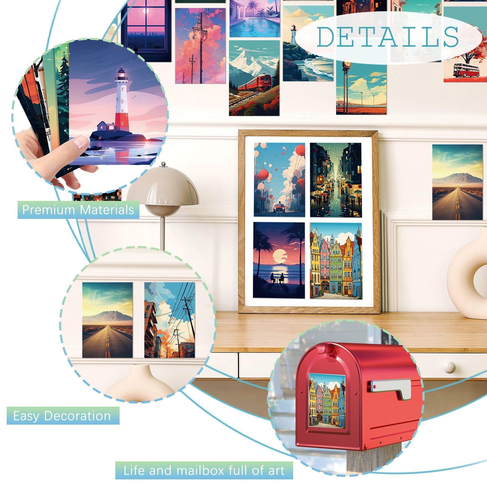 50 Cartoon Street Cards, Landscape Themed Postcards, Wall Decorations, Gift Cards. - Image 3
